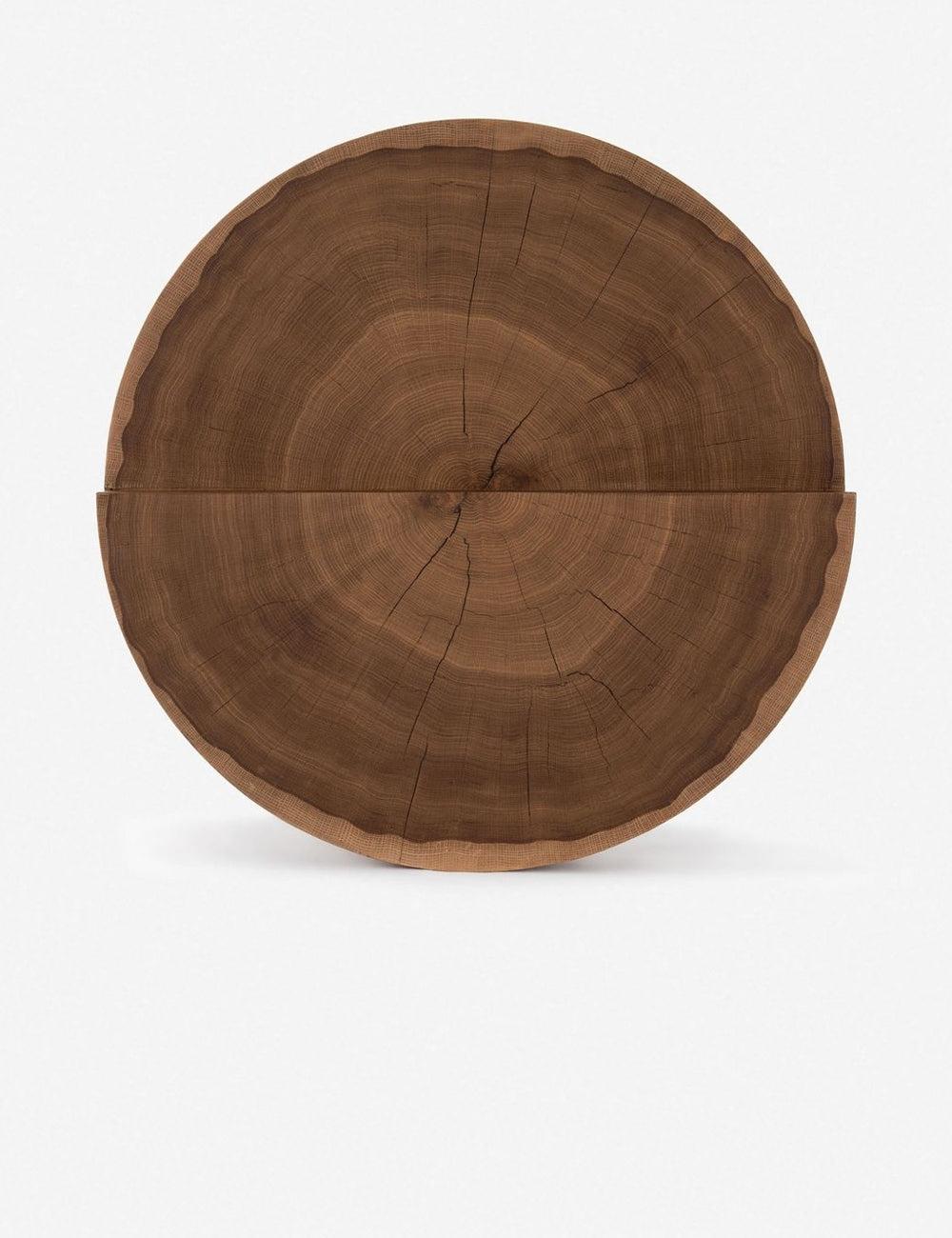 Modern Caramel Oak Round Coffee Table, 28 Inch