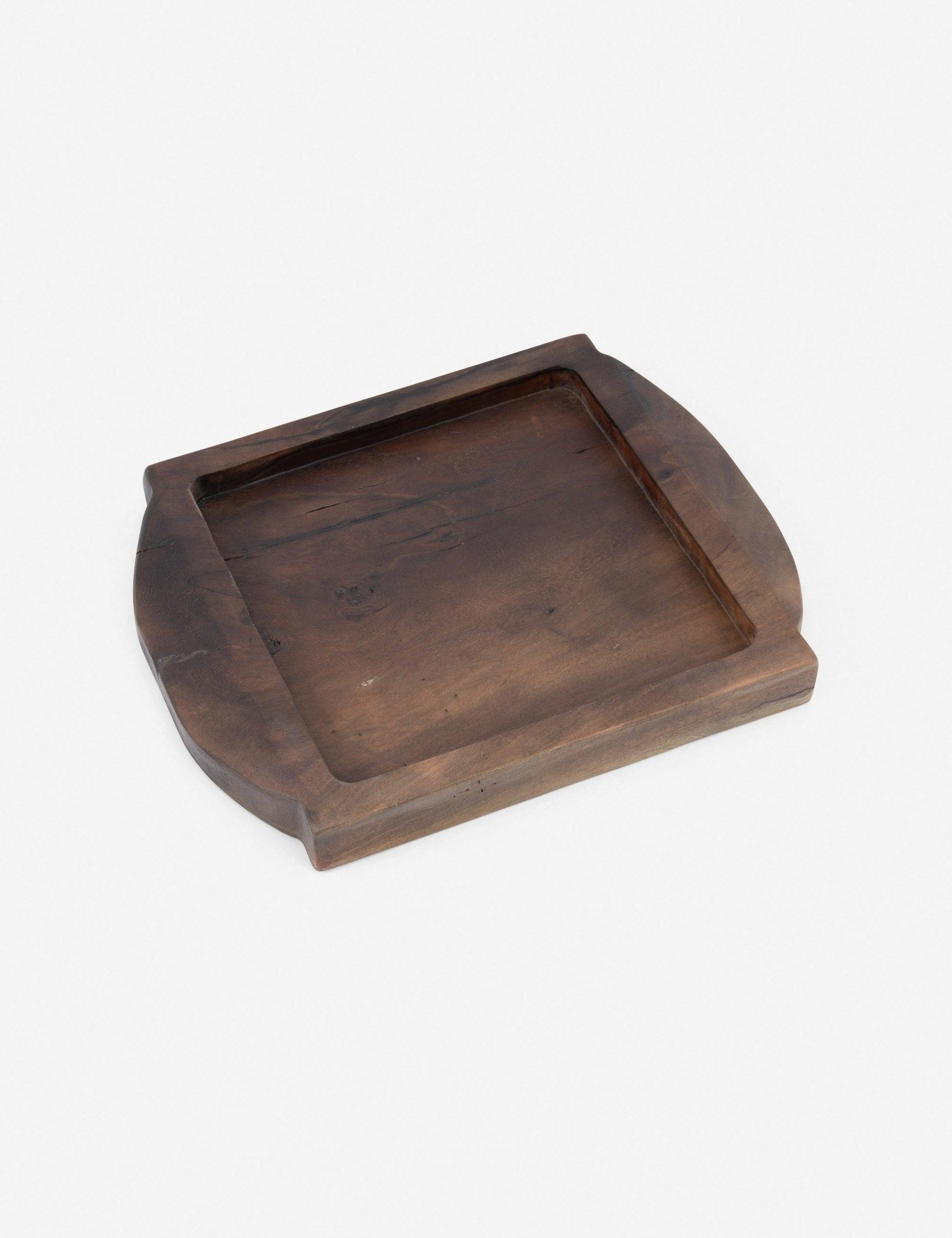 Lylah Ochre Reclaimed Wood Square Decorative Tray