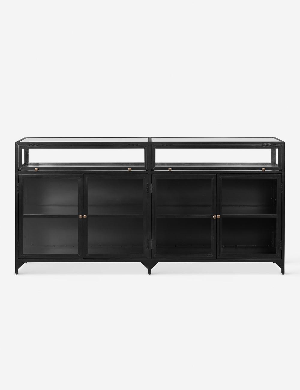 Shadow Box 70'' Black Iron and Glass Sideboard