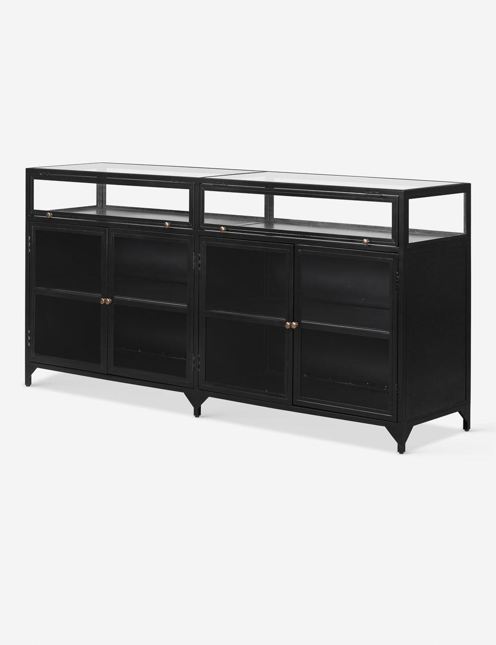 Shadow Box 70'' Black Iron and Glass Sideboard