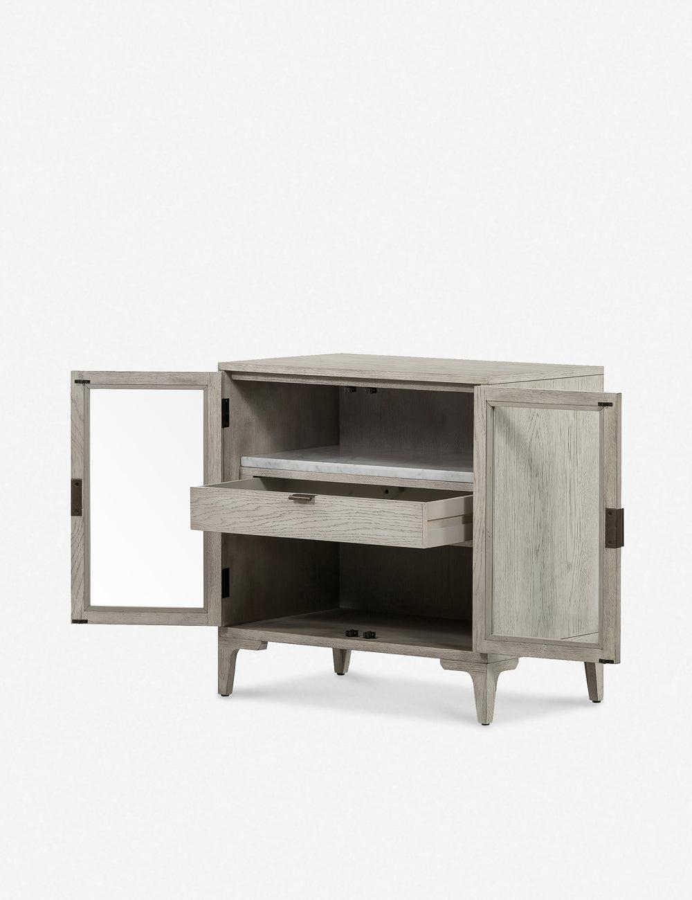 Viggo Vintage White Oak Rustic 1-Drawer Cabinet Nightstand