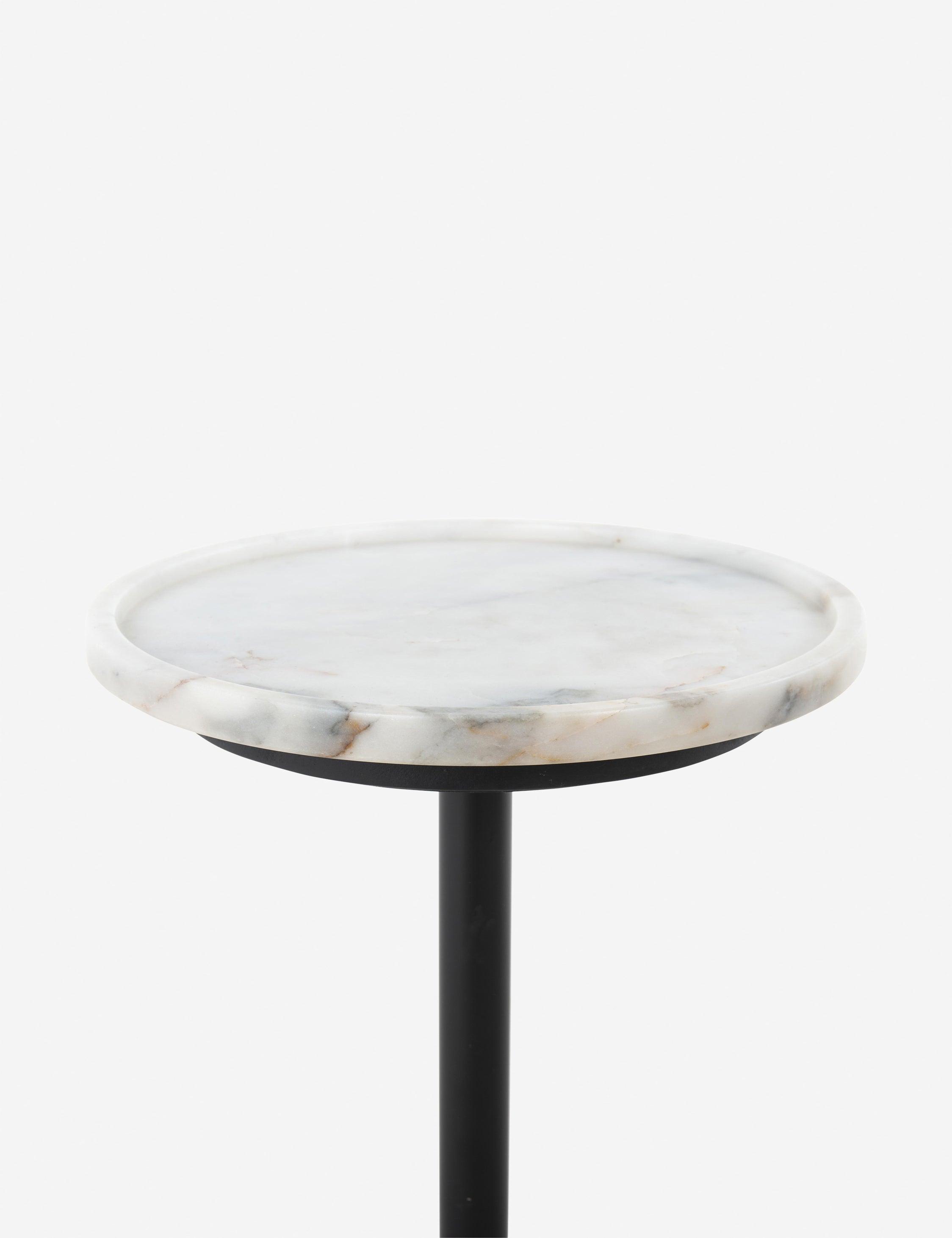 Elegant Viola Round Stone and Metal End Table