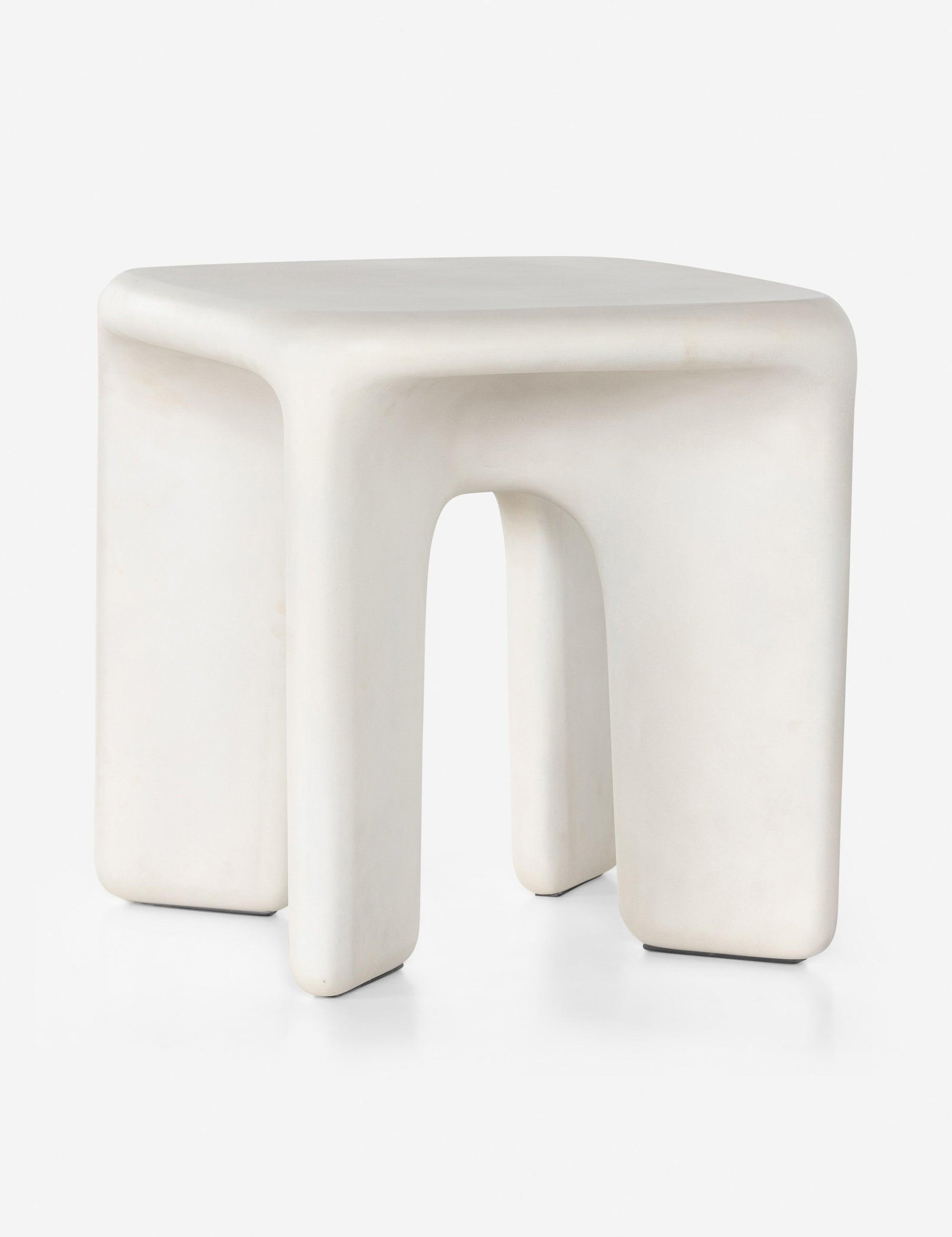 Sculpted Thayer White Concrete Square End Table