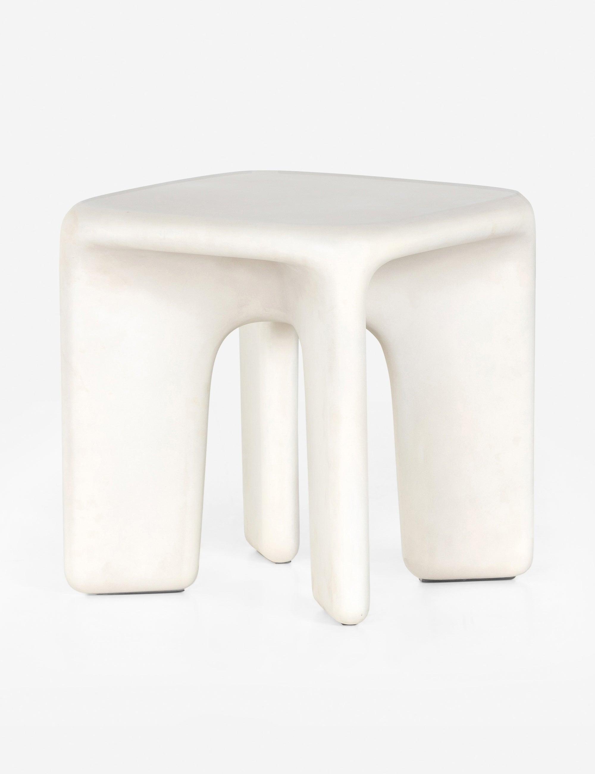 Sculpted Thayer White Concrete Square End Table