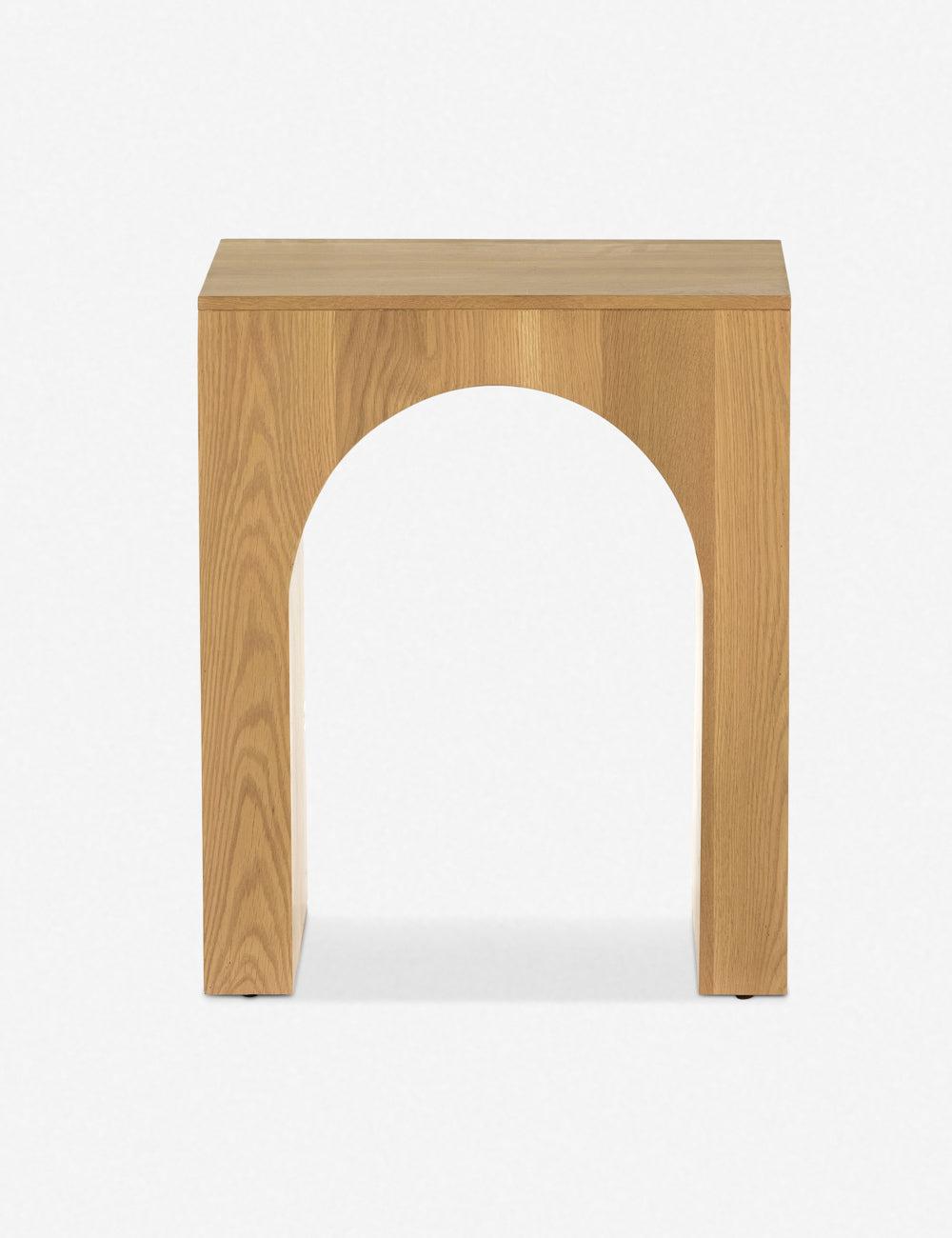 Arched Silhouette Oak Veneer Side Table - 24" Height