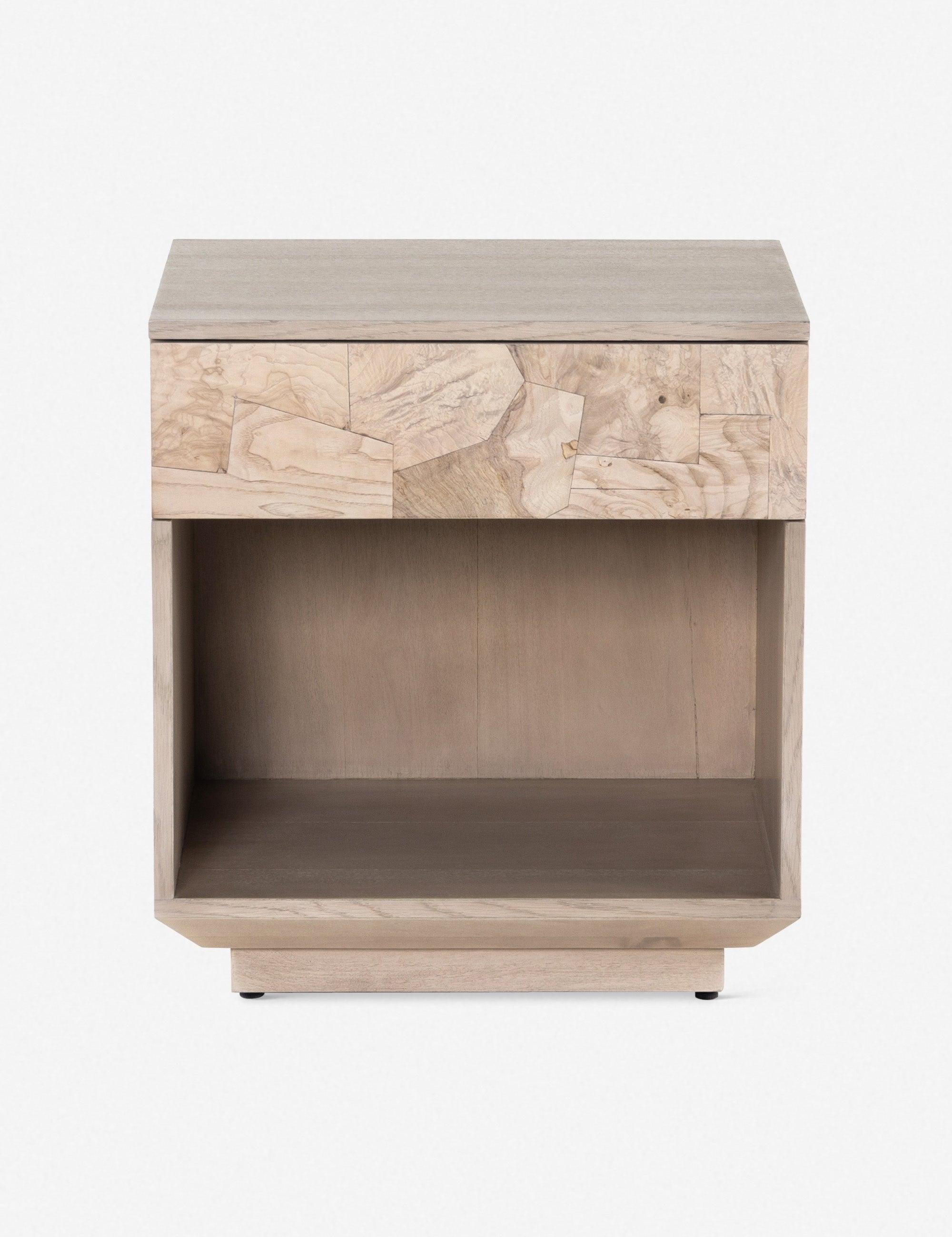 Contemporary Mahogany and Burl Single Drawer Nightstand