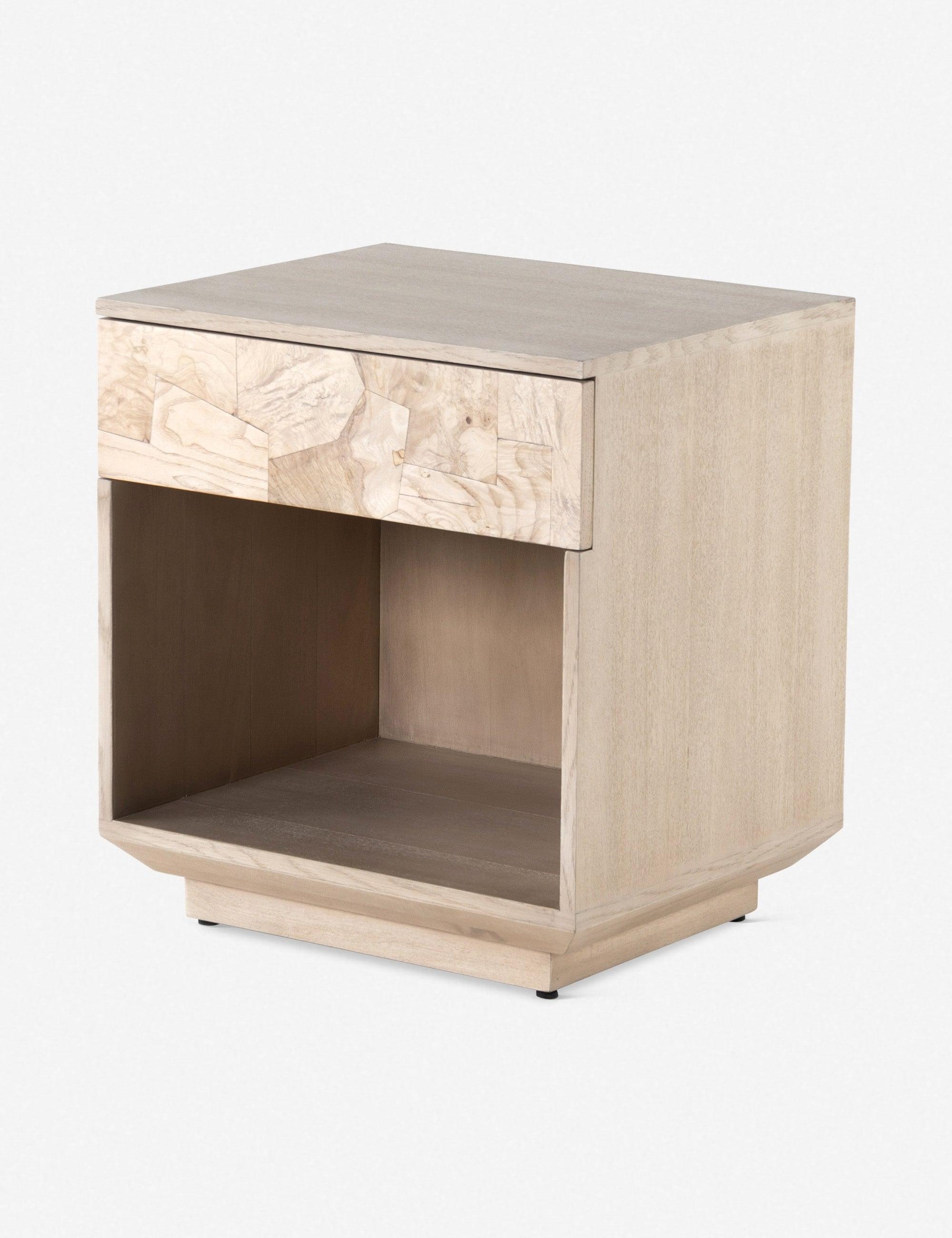 Contemporary Mahogany and Burl Single Drawer Nightstand