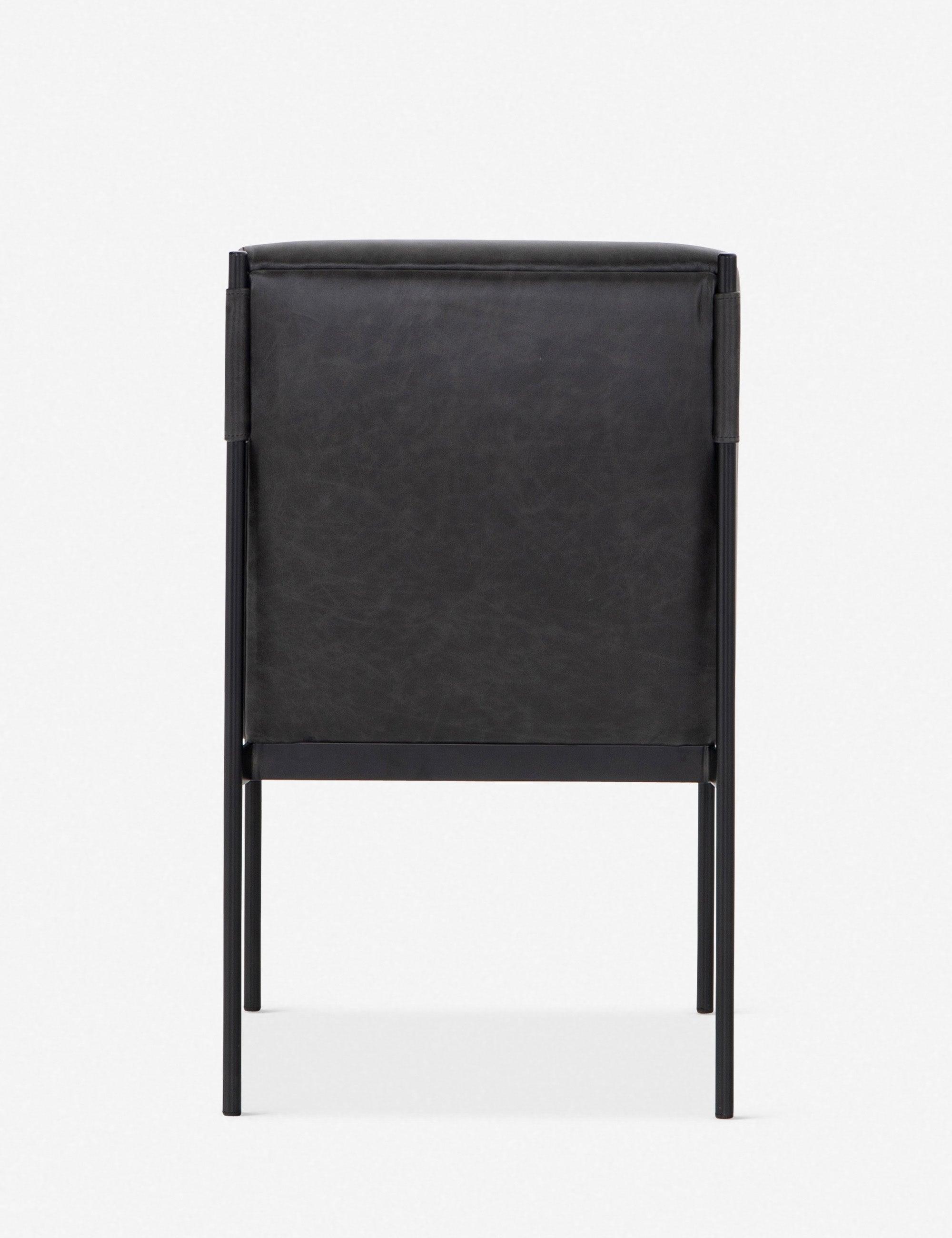 Sleek Black Top-Grain Leather Upholstered Side Chair with Metal Frame