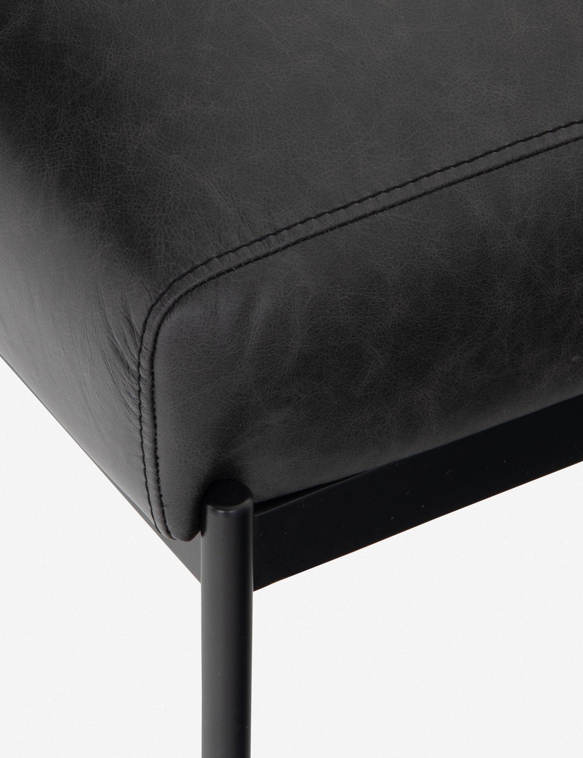 Sleek Black Top-Grain Leather Upholstered Side Chair with Metal Frame