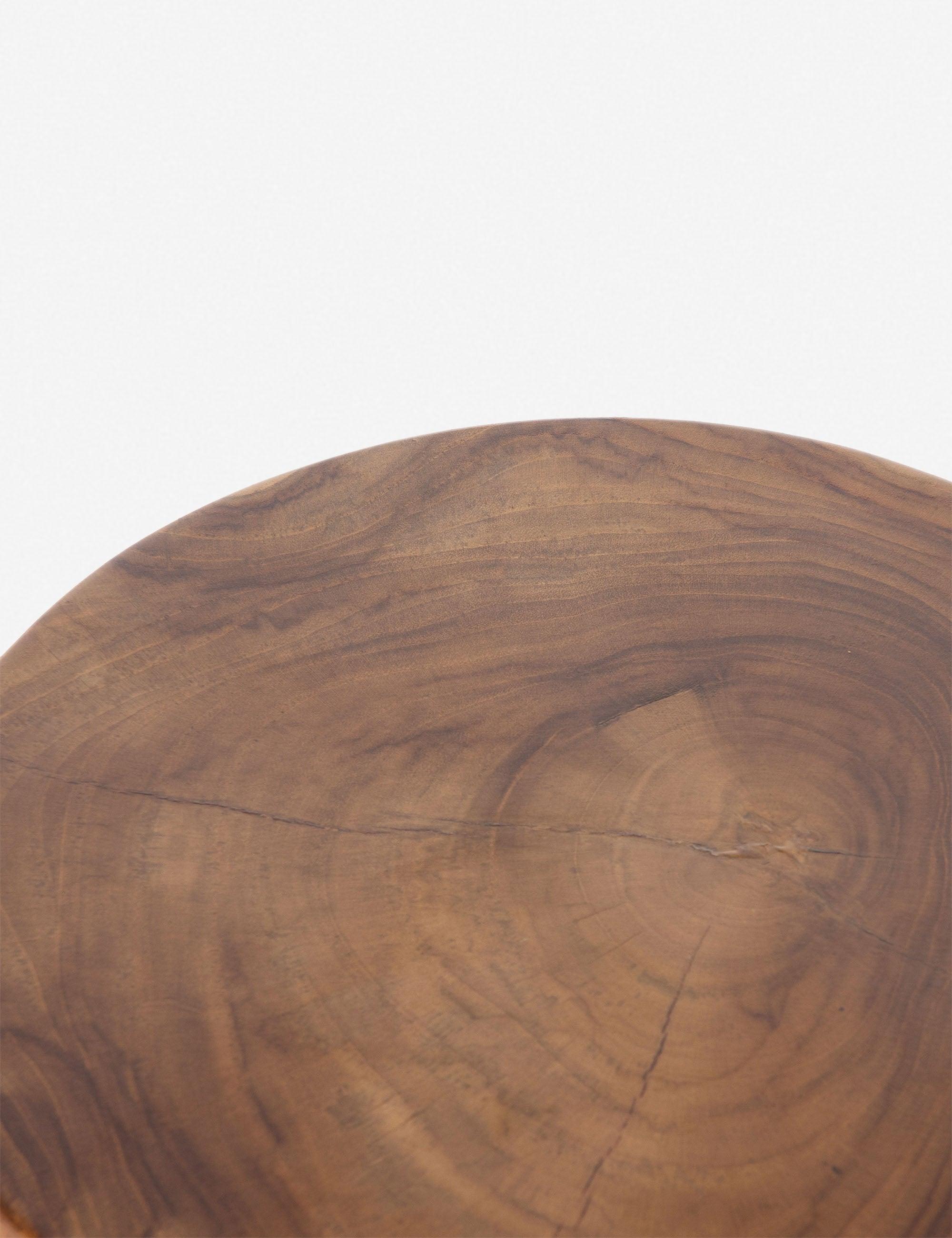 Sculptural Natural Teak Round Outdoor End Table, 12"