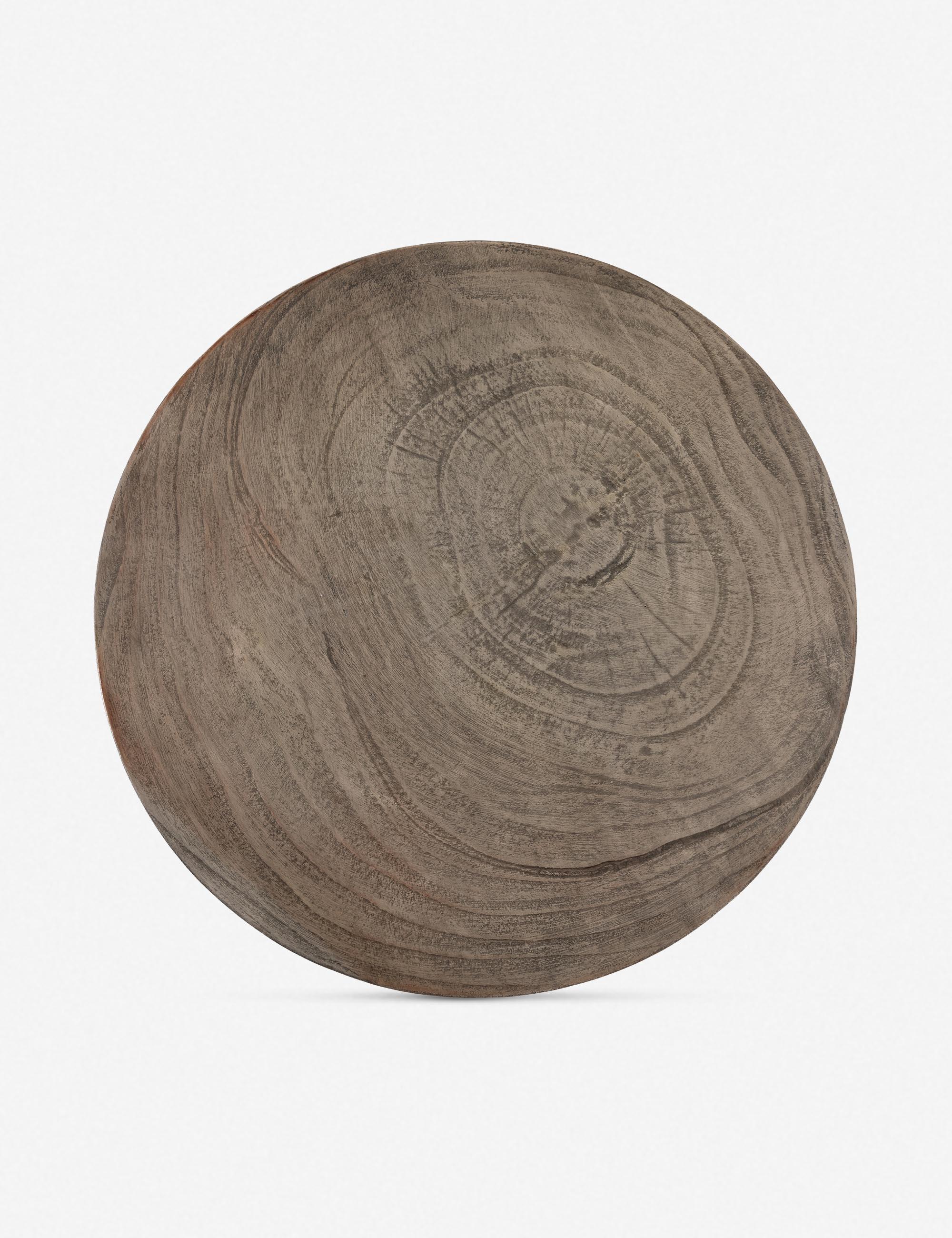 Contemporary Gray Teak Round Side Table - 12" Indoor/Outdoor