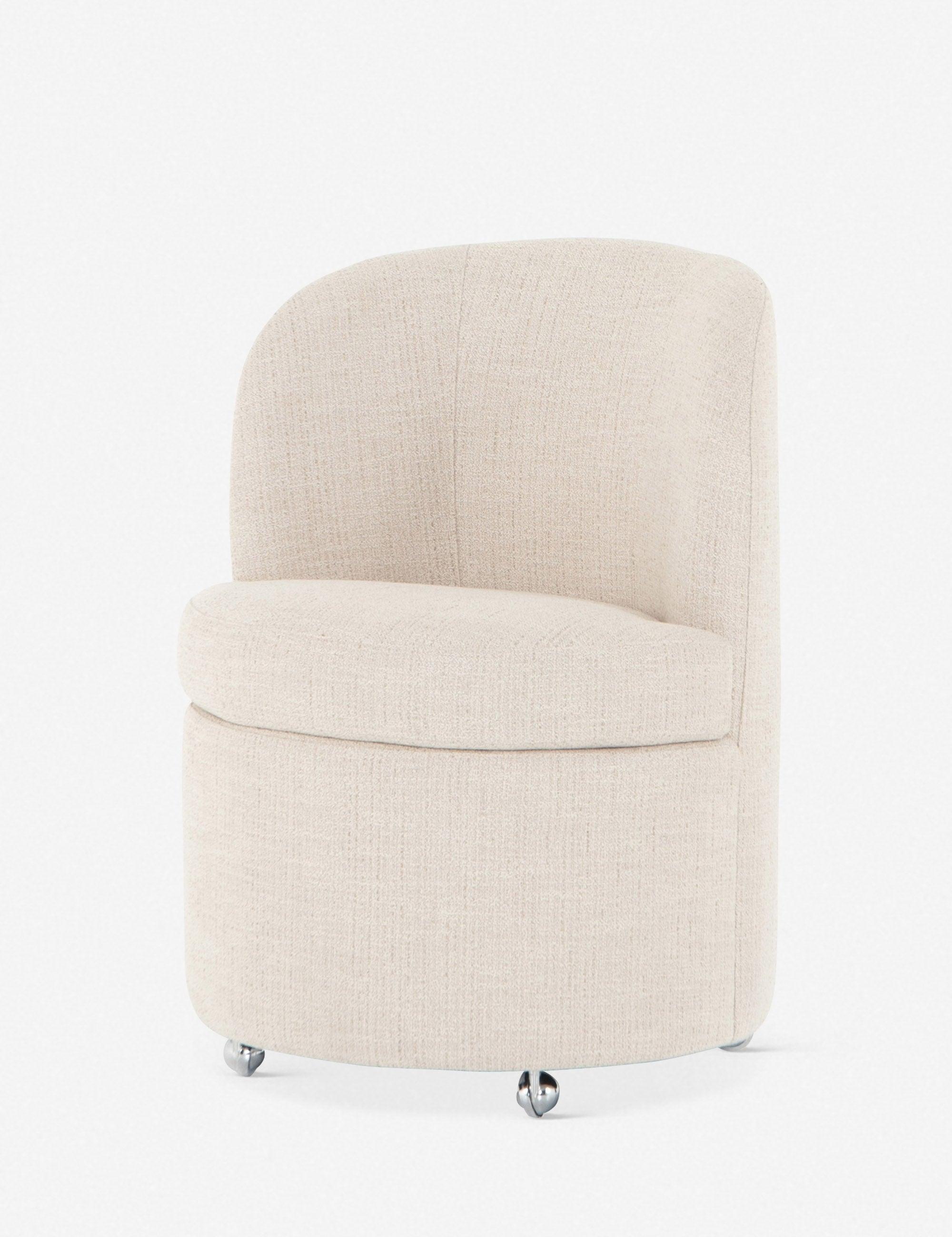 Hampton Cream Upholstered Parsons Side Chair with Chrome Casters