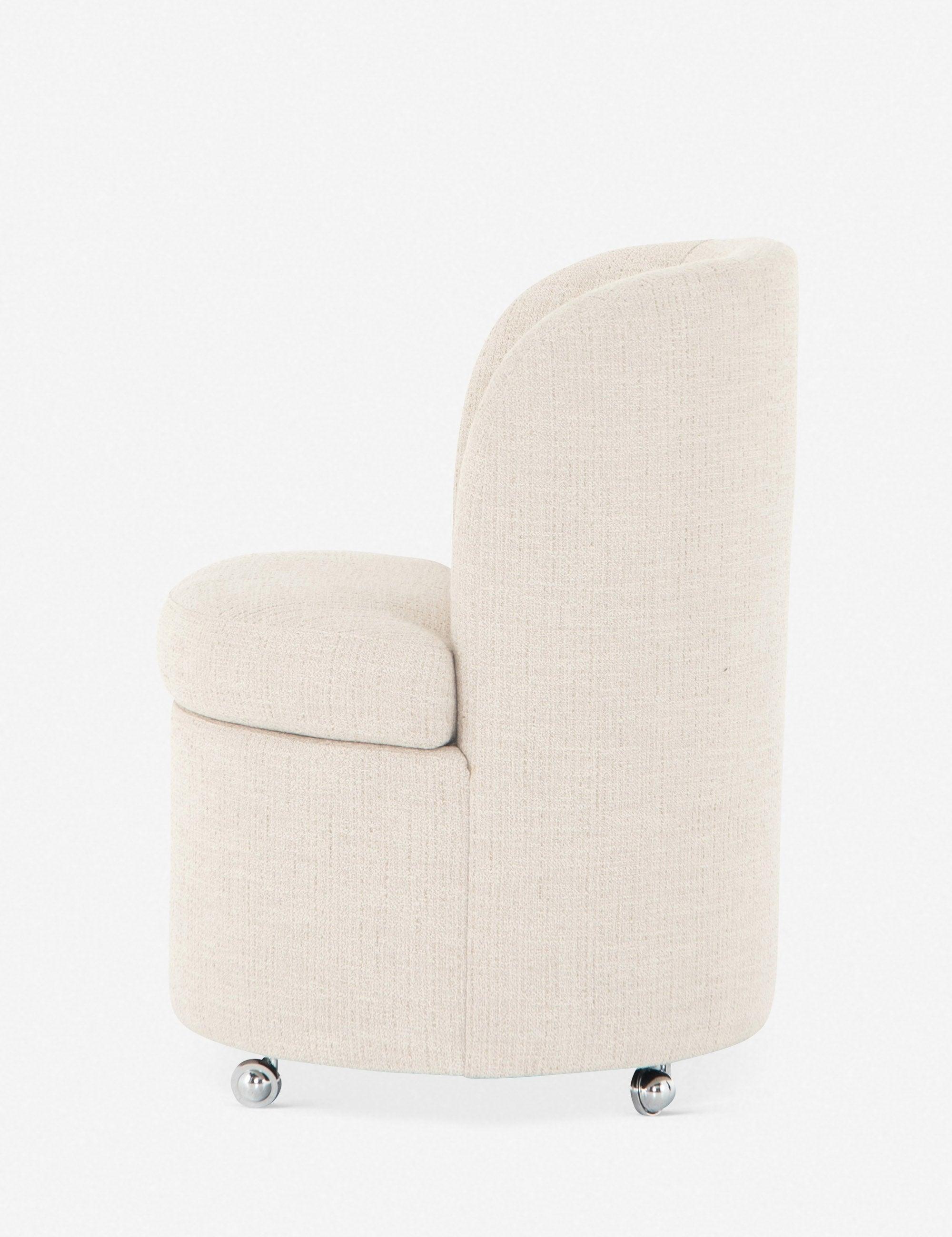 Hampton Cream Upholstered Parsons Side Chair with Chrome Casters