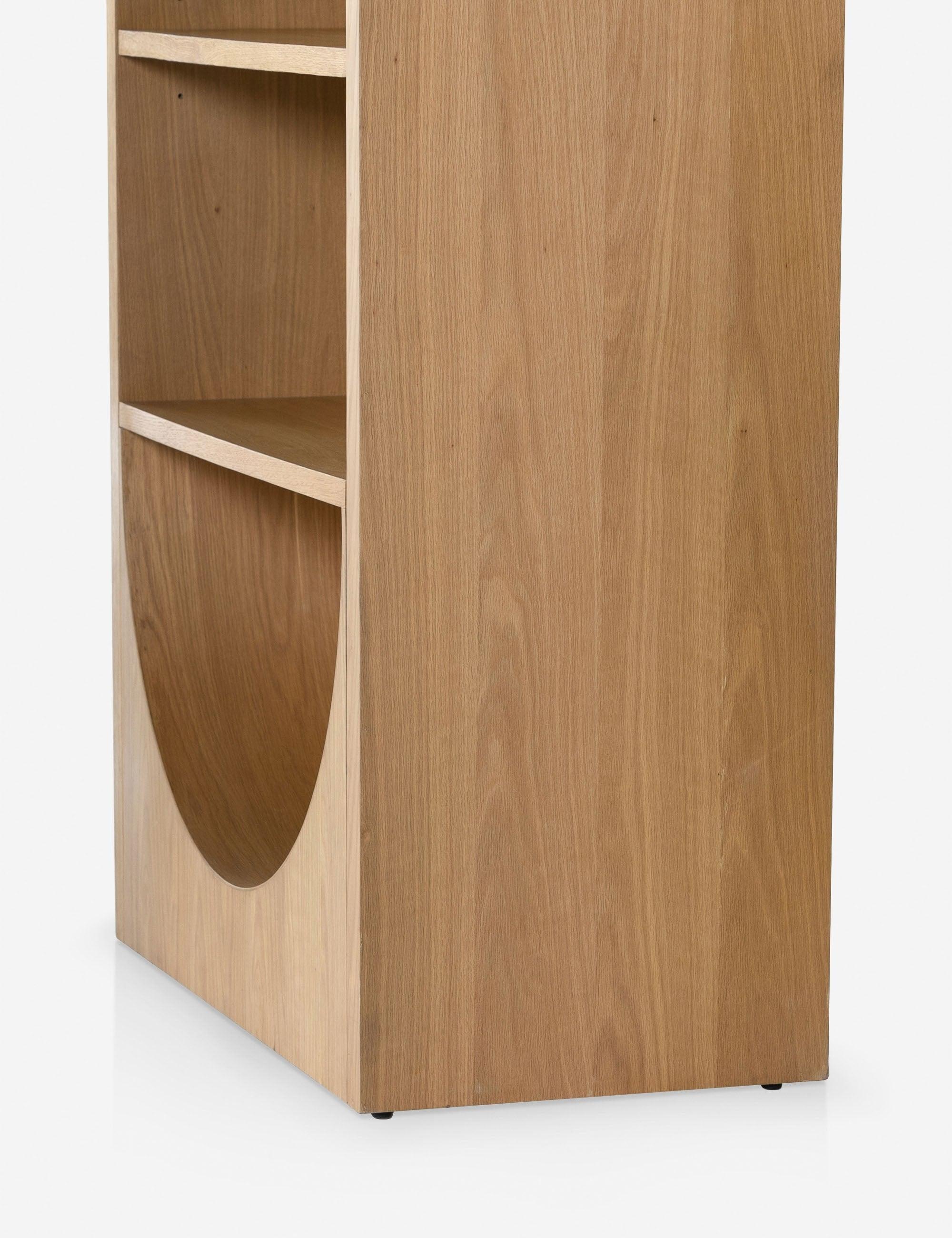 Honey Oak Veneer Adjustable Bookcase with Handwoven Cane Paneling