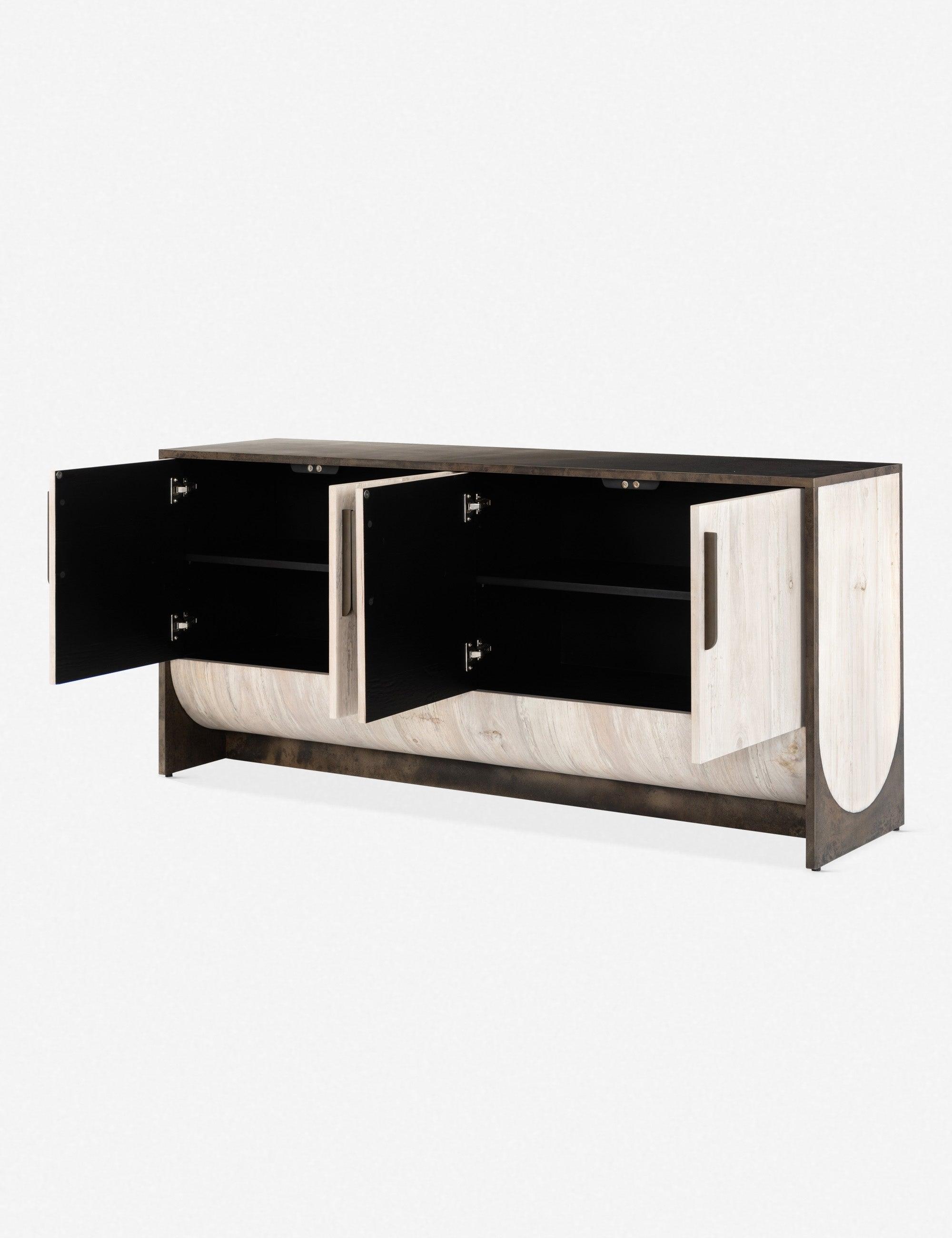 Contemporary Loros 71'' Black and Gray Iron Sideboard