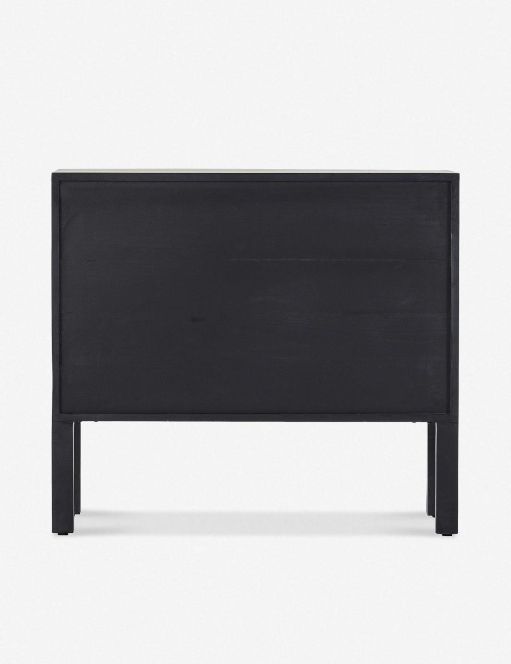 Modern Black Poplar Bar Cabinet with Leather Pulls