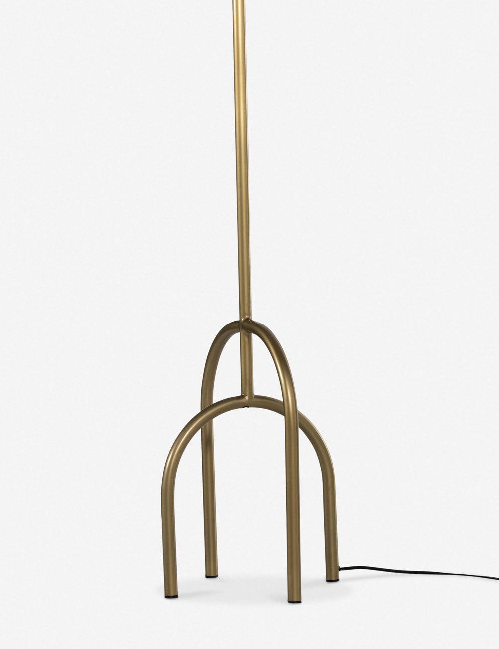 Arc Antique Brass Floor Lamp with Cotton Shade