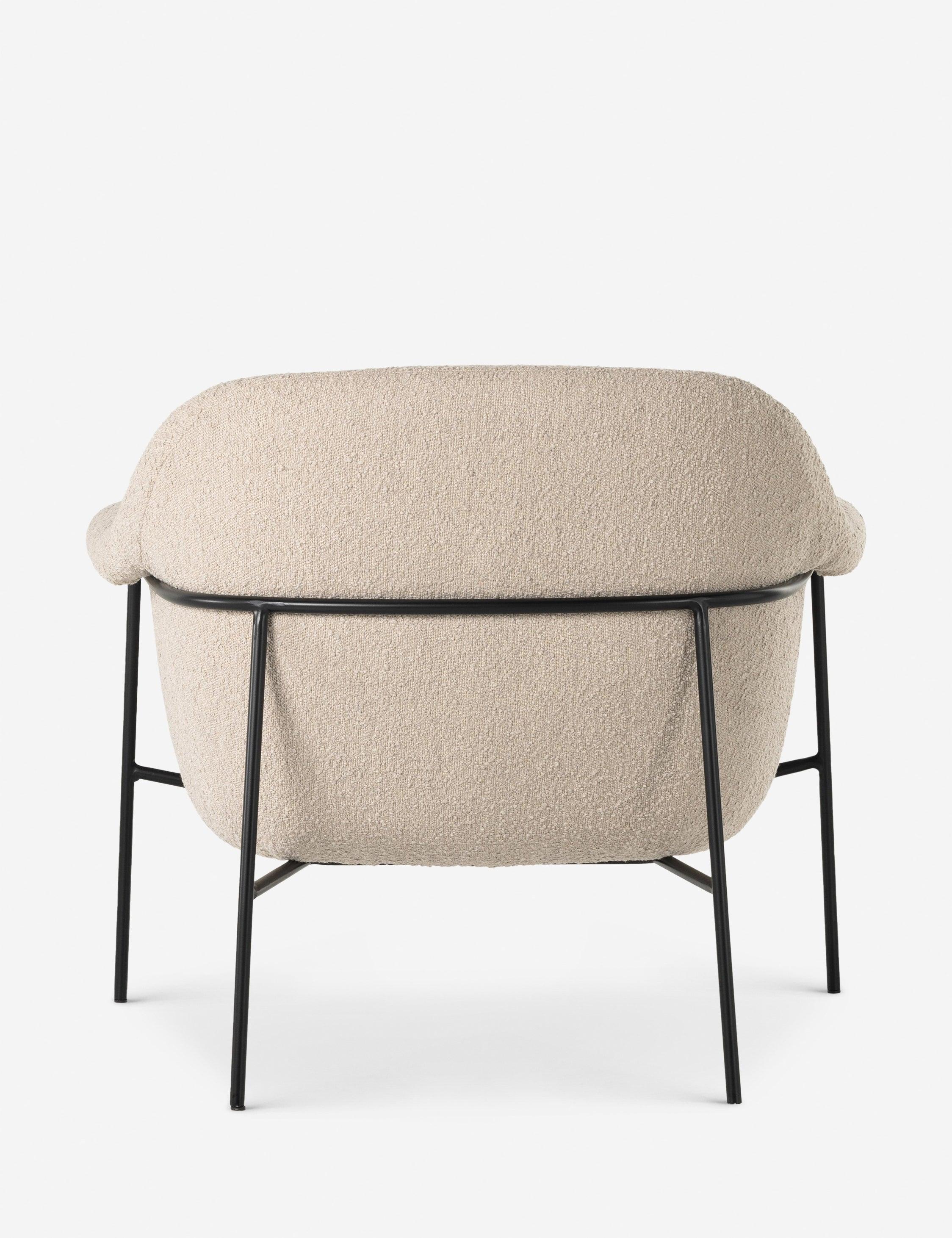 Suerte Contemporary Sand Bouclé Accent Chair with Metal Base