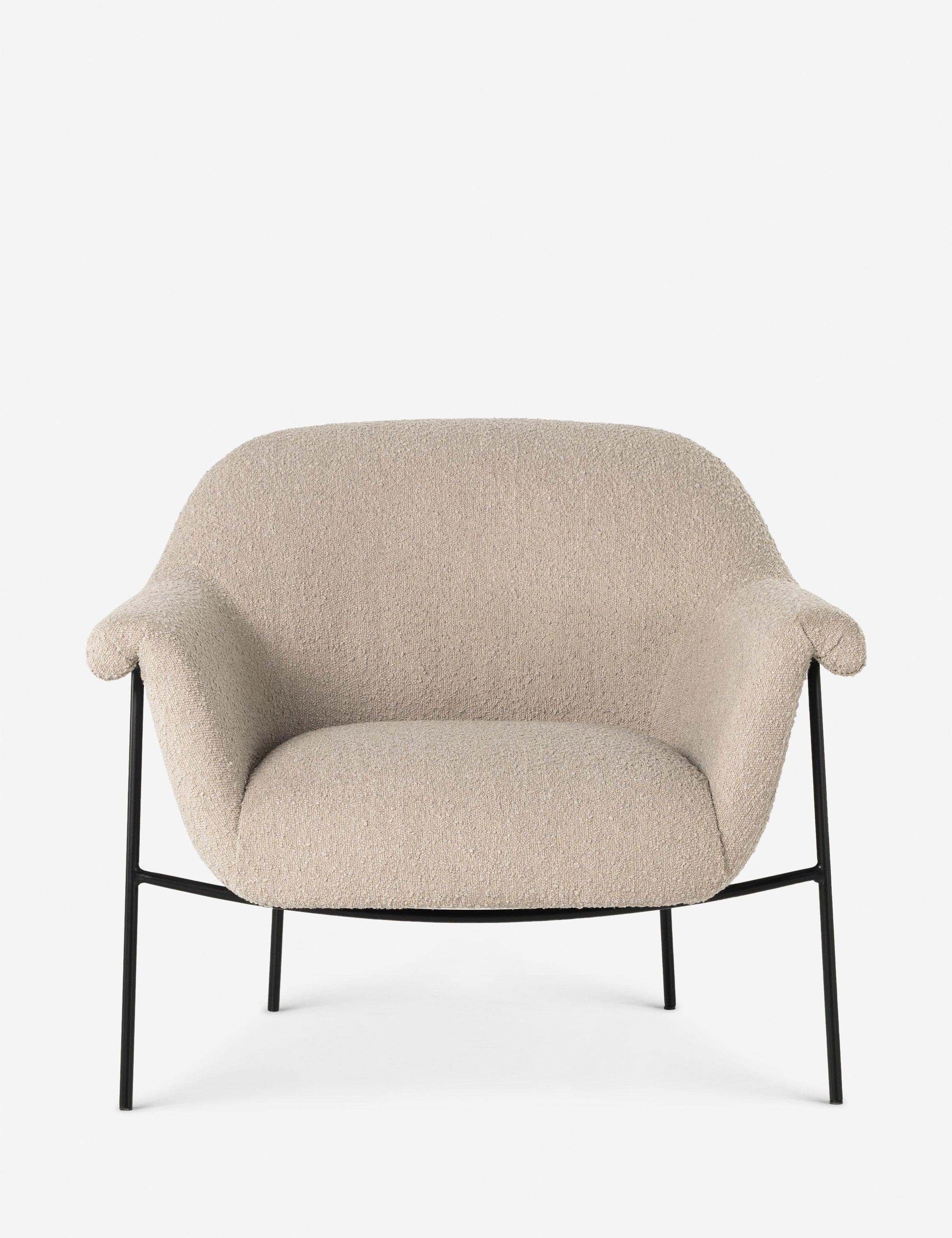 Suerte Contemporary Sand Bouclé Accent Chair with Metal Base