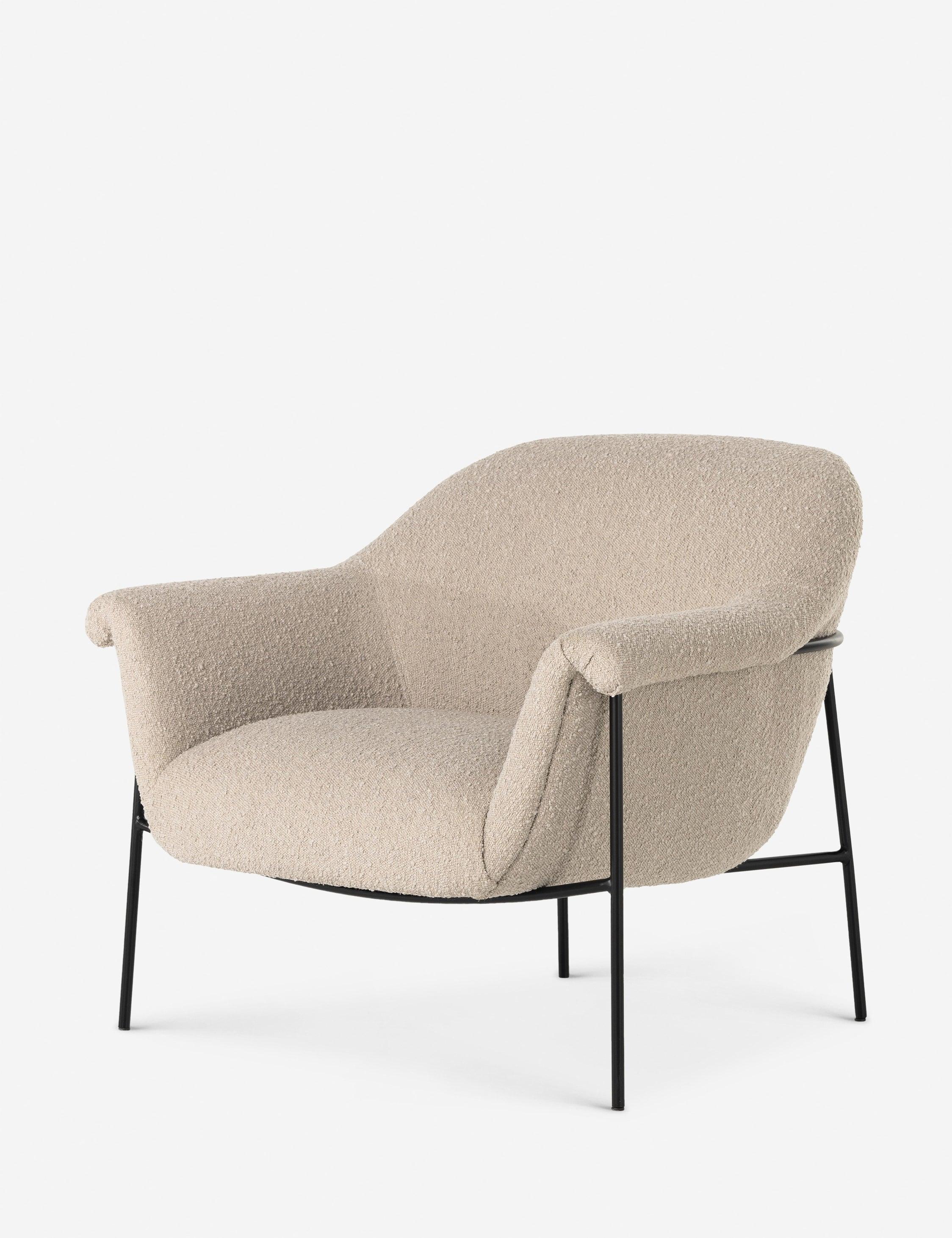 Suerte Contemporary Sand Bouclé Accent Chair with Metal Base