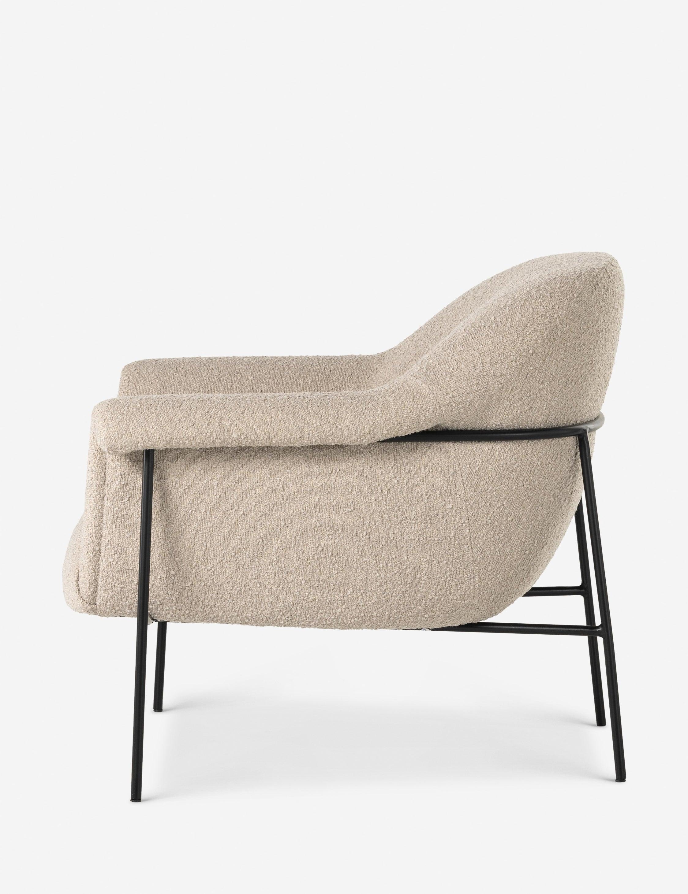 Suerte Contemporary Sand Bouclé Accent Chair with Metal Base