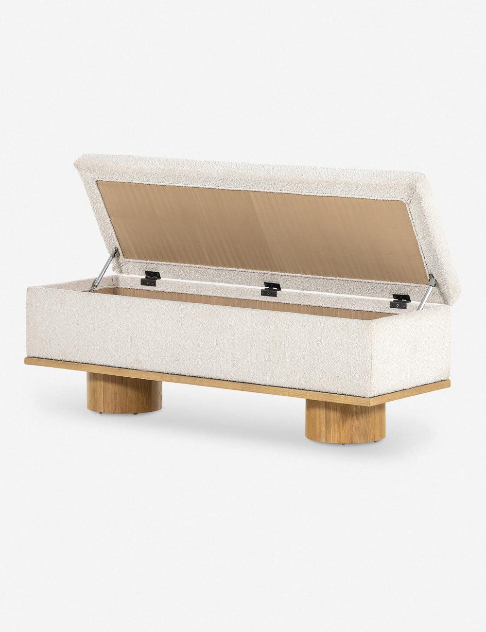 Contemporary White Oak Upholstered Storage Bench