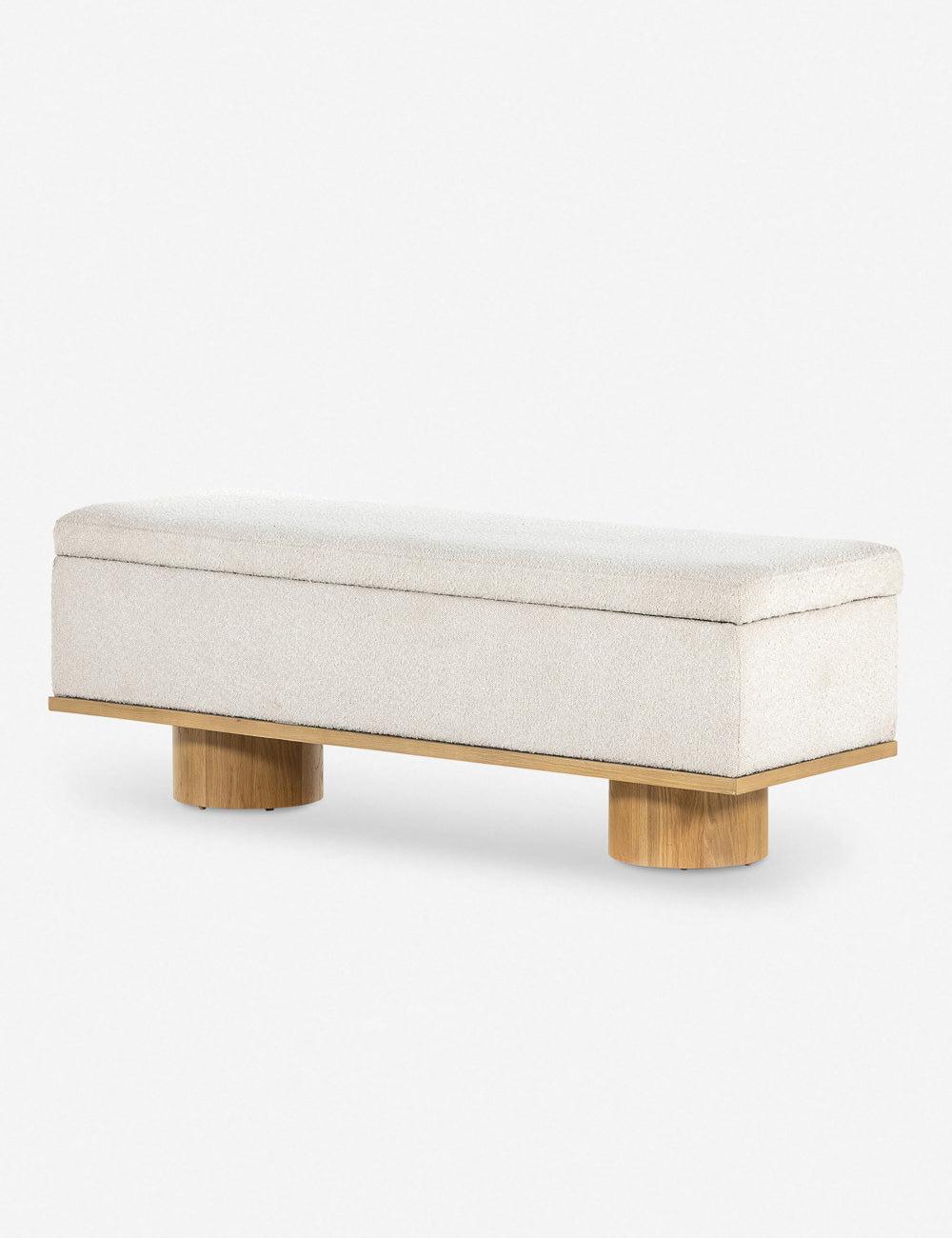 Contemporary White Oak Upholstered Storage Bench