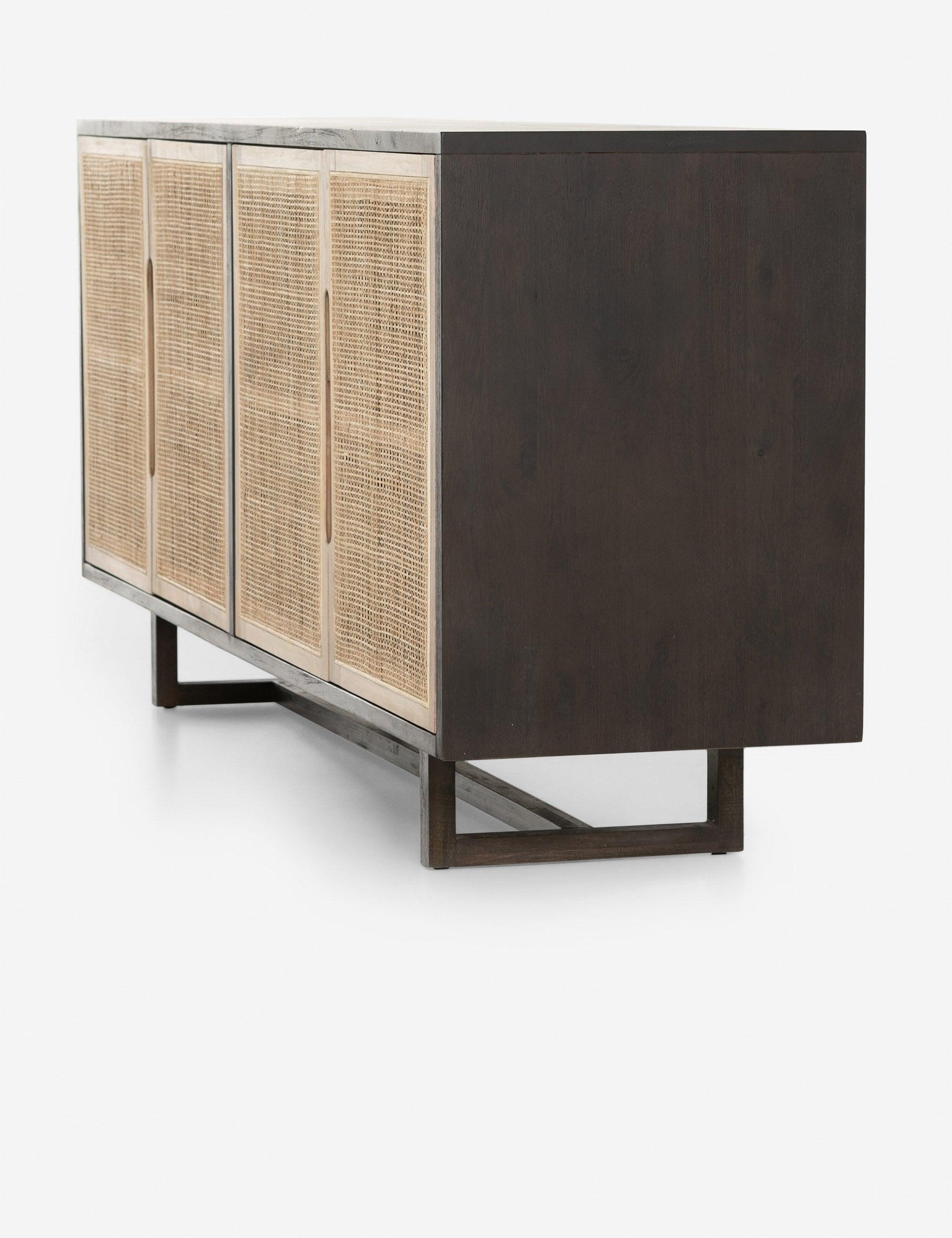 Clarita Mid-Century Modern Black Mango and Cane 72'' Sideboard