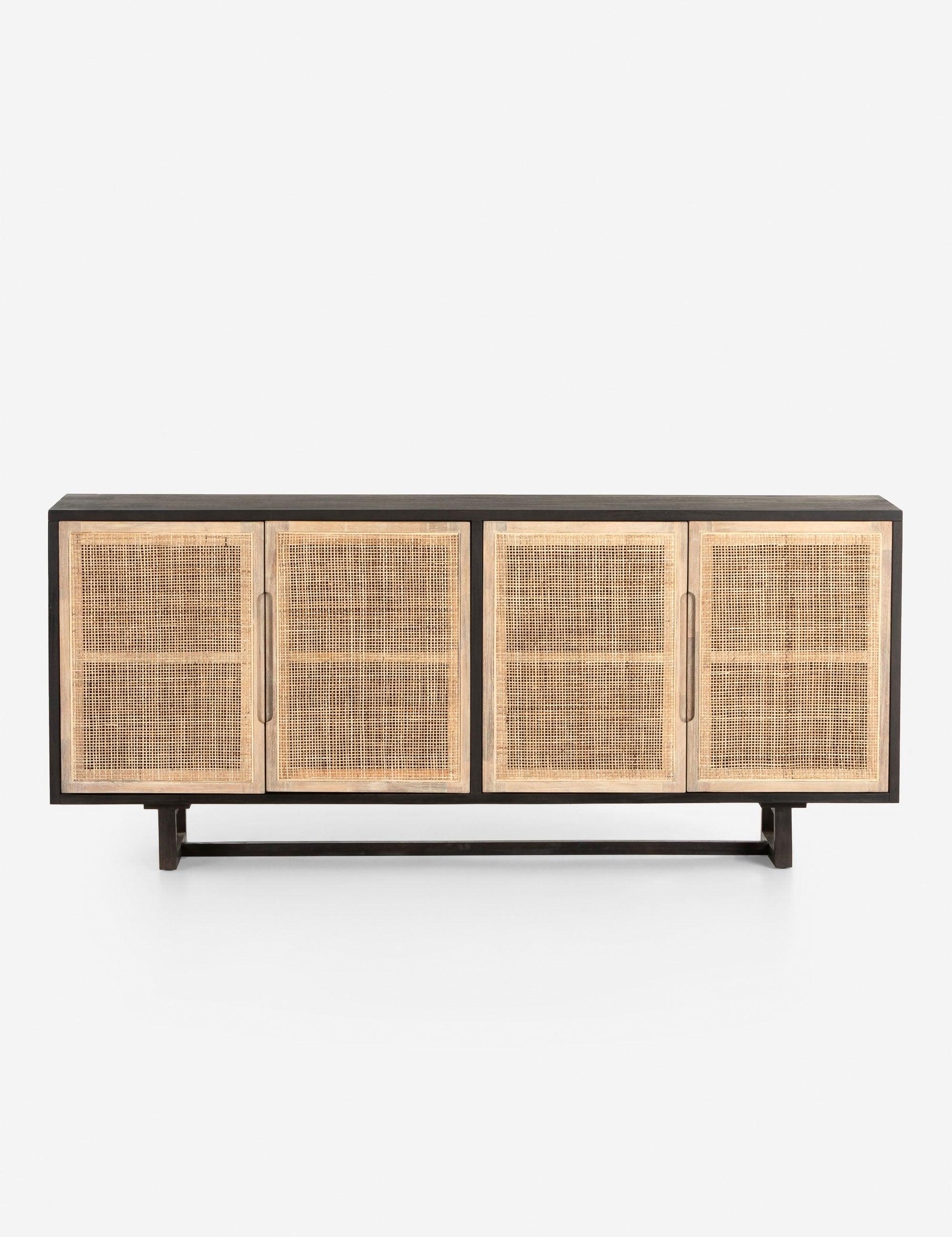 Clarita Mid-Century Modern Black Mango and Cane 72'' Sideboard