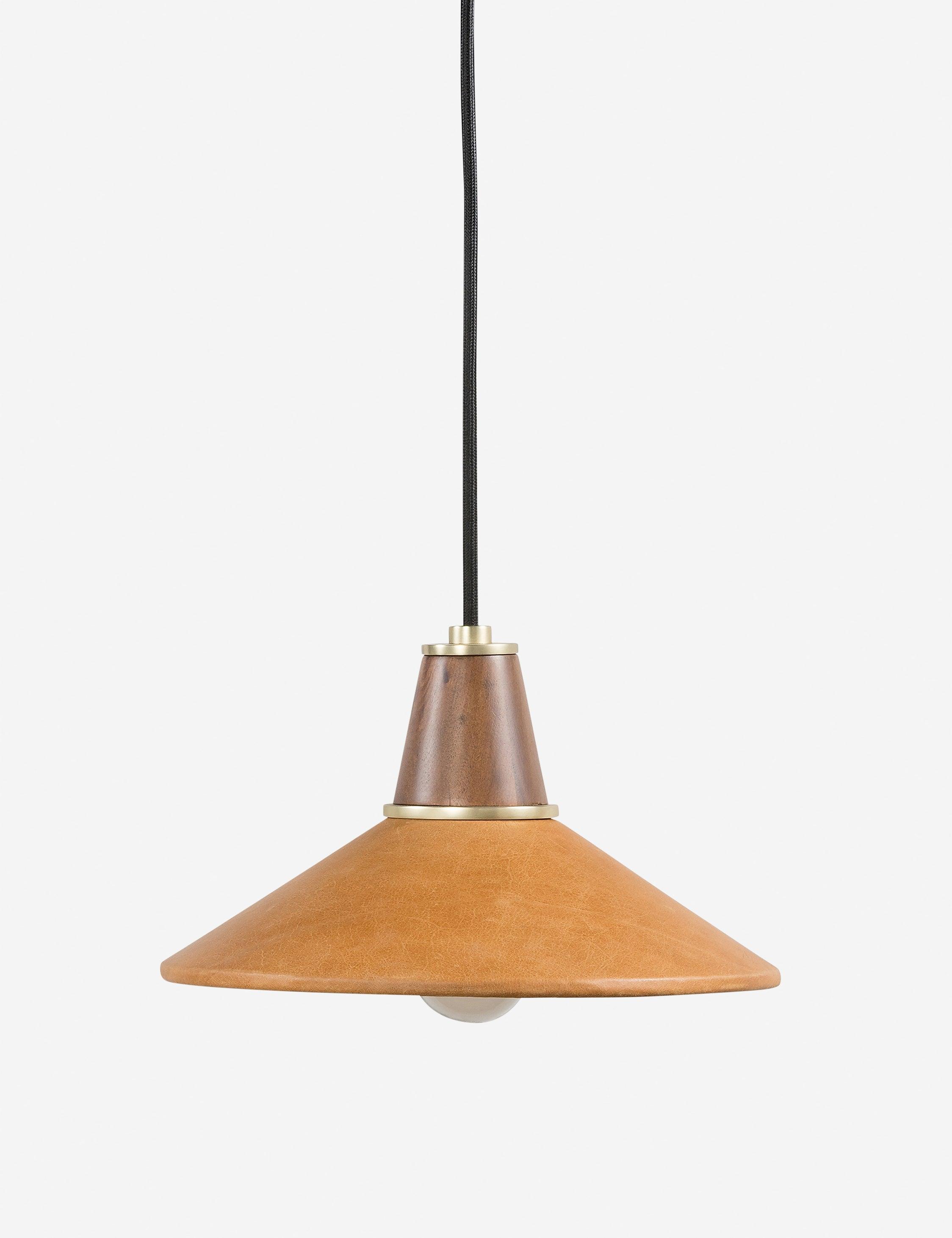 Doherty 11" LED Modern Pendant Light in Natural Walnut