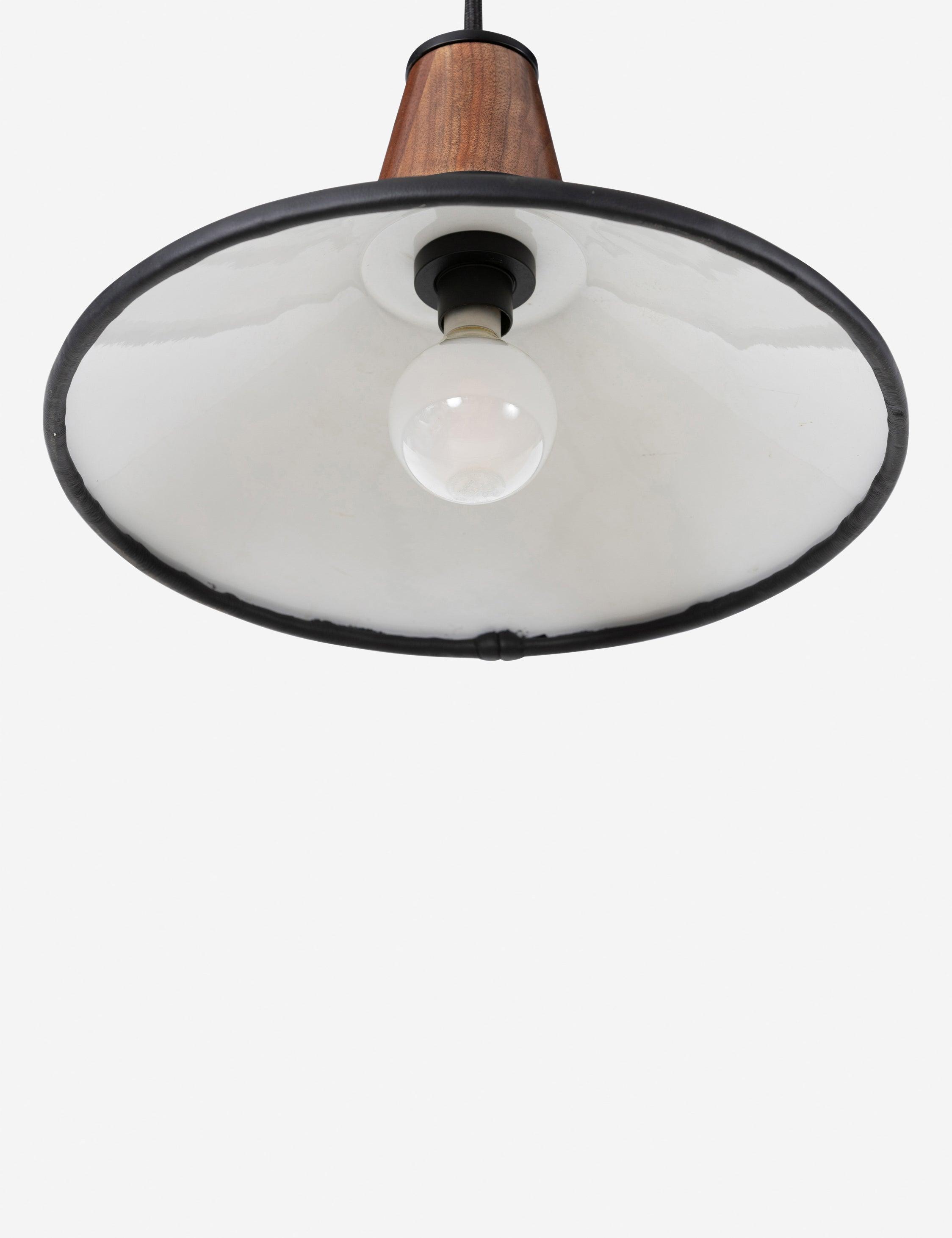 Cullen Modern Black Leather LED Pendant Light