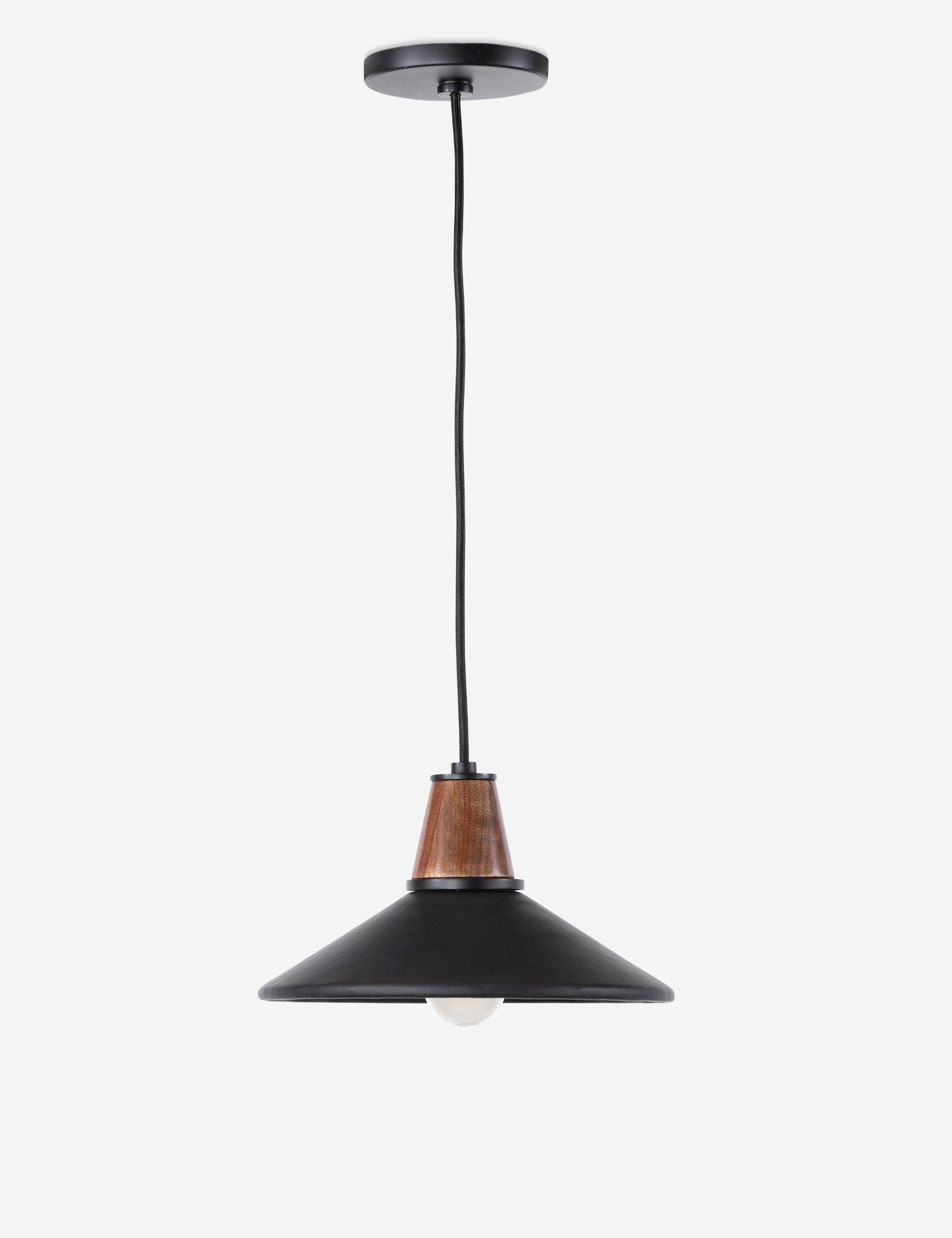 Cullen Modern Black Leather LED Pendant Light