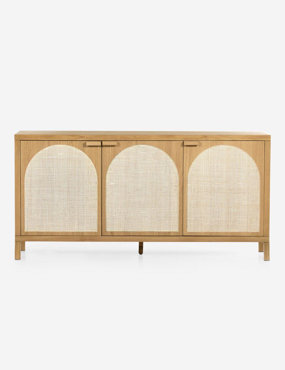 Allegra 69'' Honey Oak Veneer Sideboard with Natural Cane Paneling