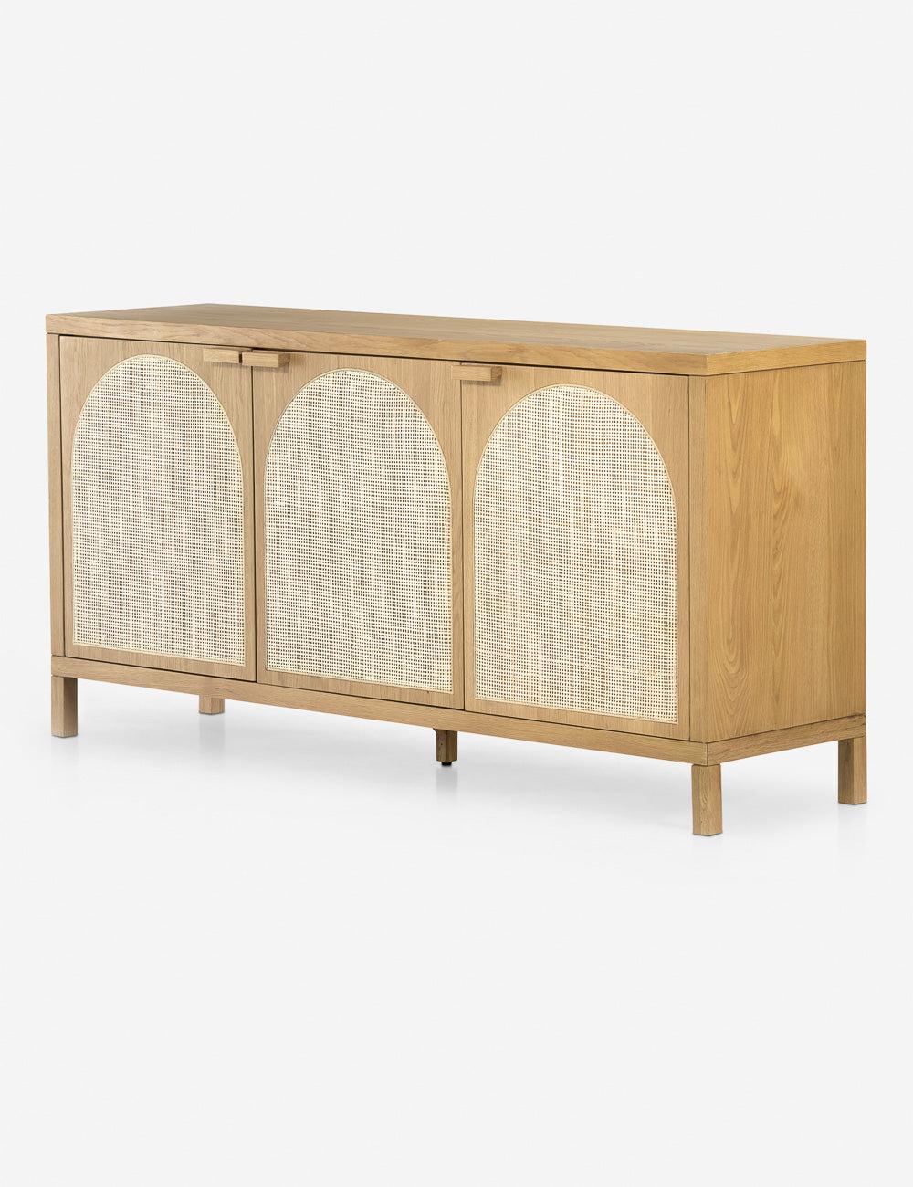 Allegra 69'' Honey Oak Veneer Sideboard with Natural Cane Paneling