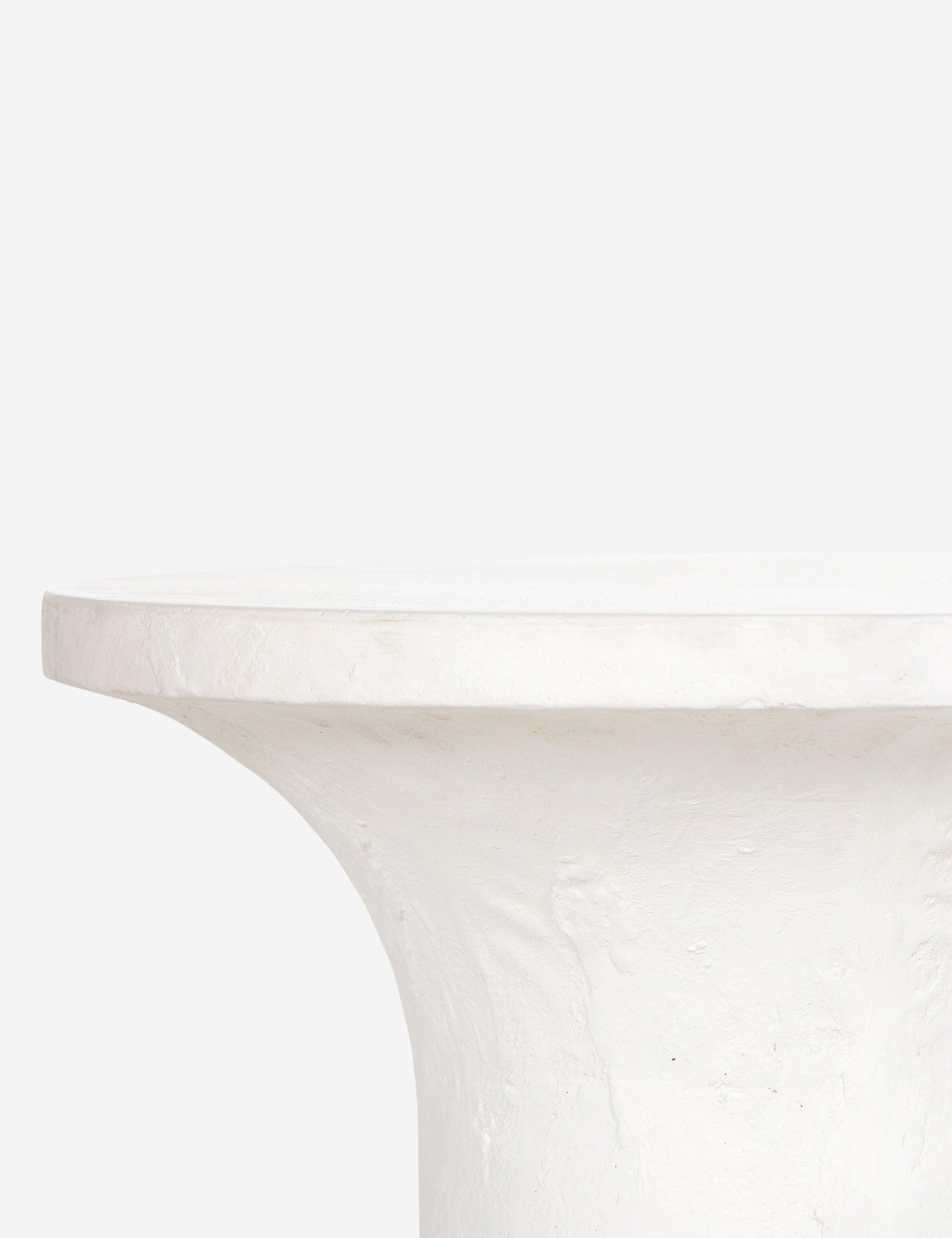 Contemporary Adobe-Inspired White Round Stone Side Table - 20"