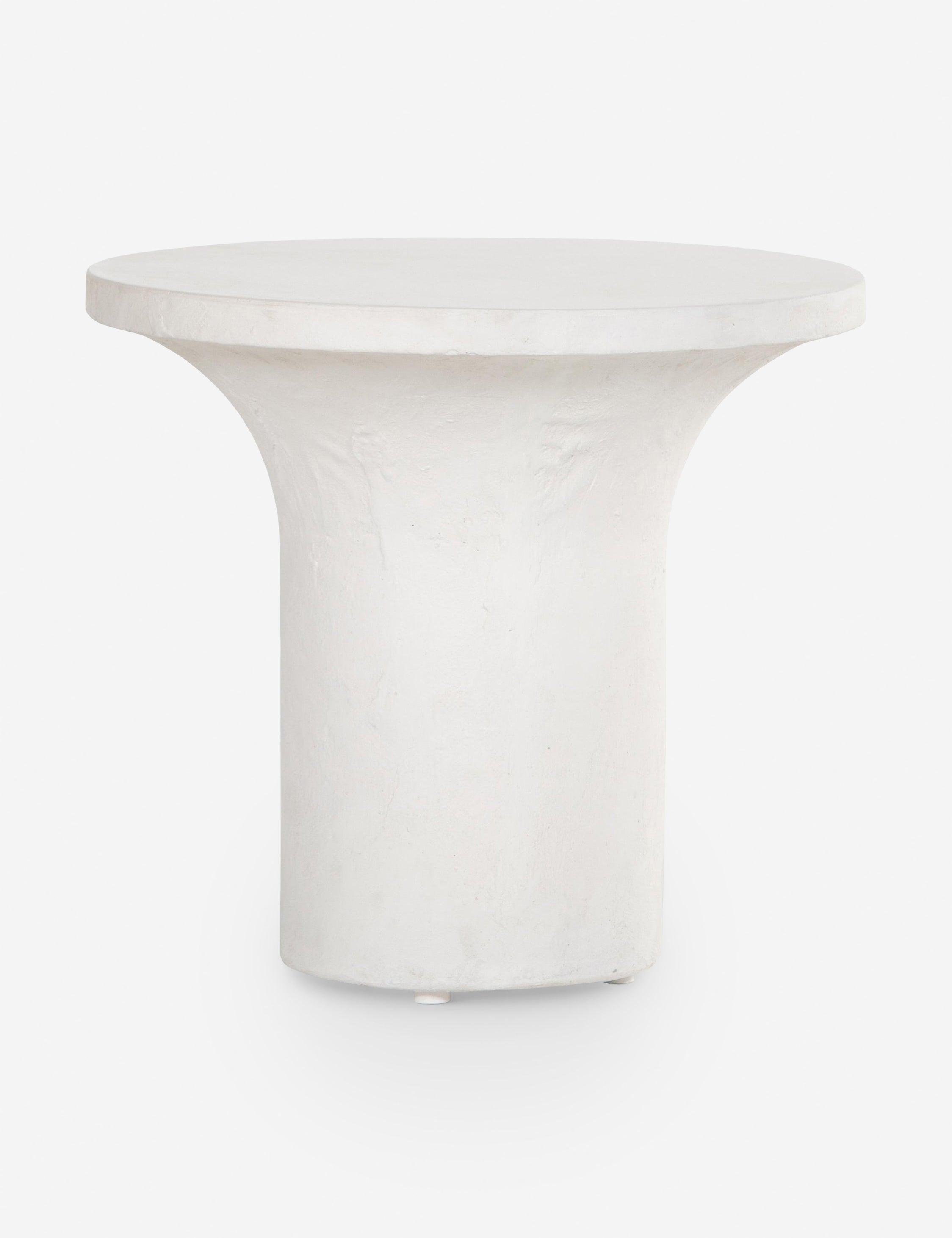 Contemporary Adobe-Inspired White Round Stone Side Table - 20"