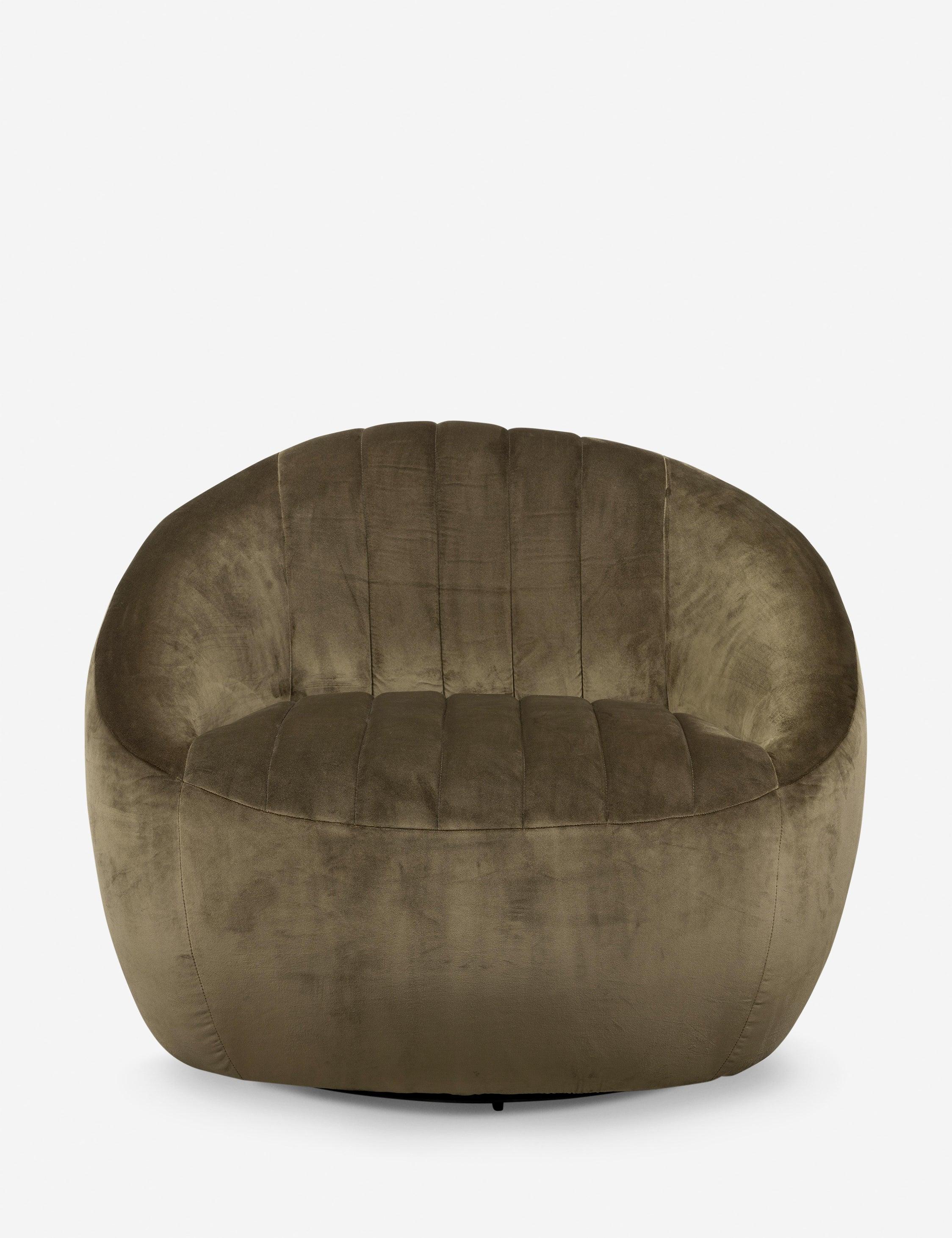 Beatrice Swivel Chair - Olive Velvet