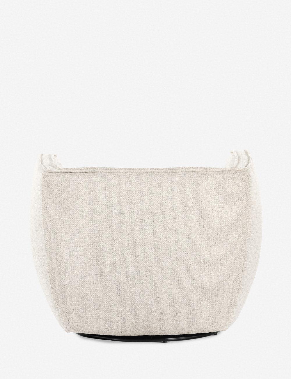 Sustainably Sourced White Leather Swivel Barrel Chair