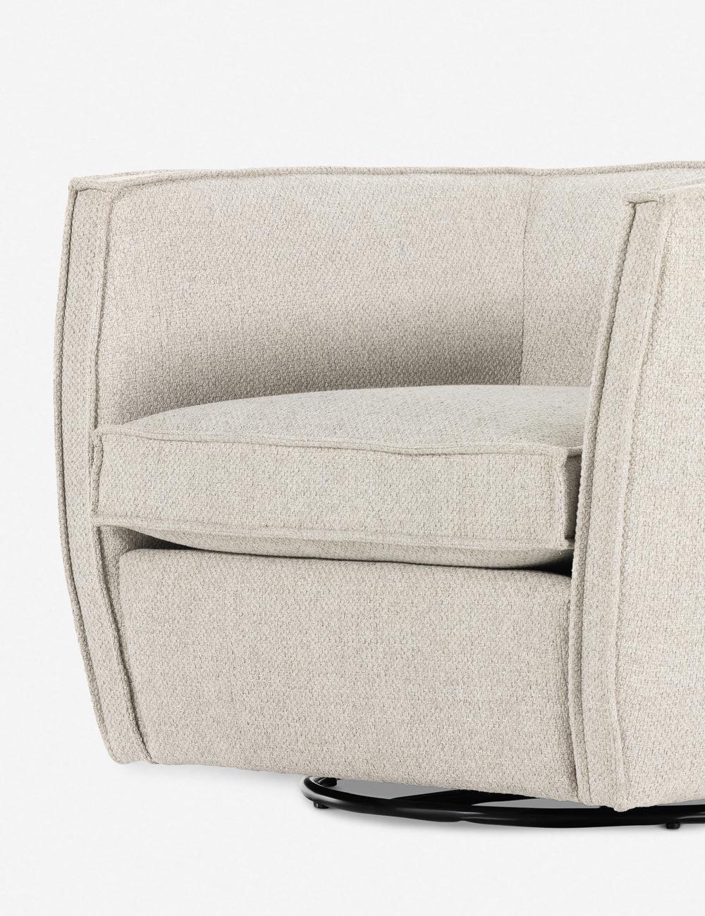 Sustainably Sourced White Leather Swivel Barrel Chair