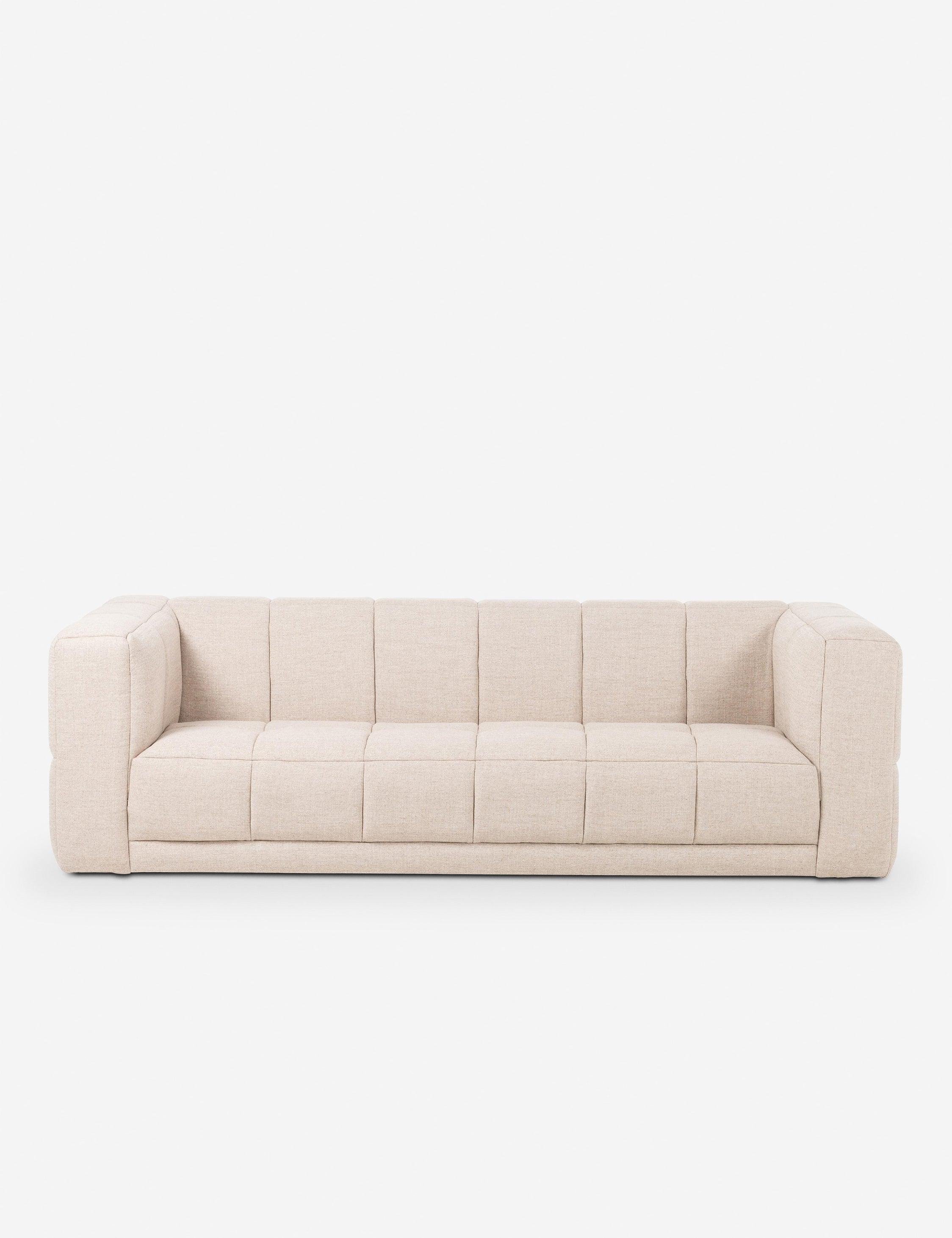 Reagan 96'' Natural Linen Performance Tufted Sofa