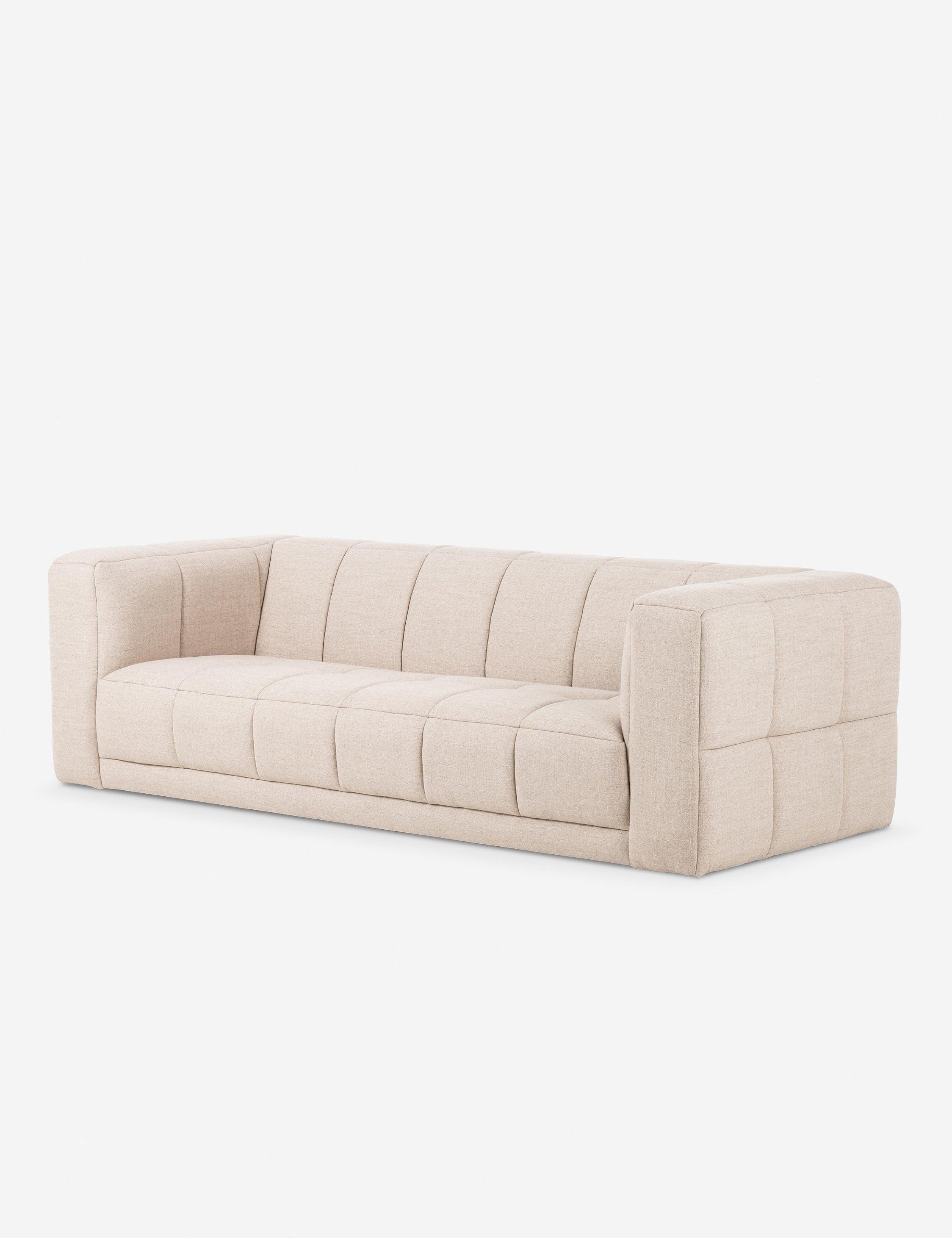 Reagan 96'' Natural Linen Performance Tufted Sofa