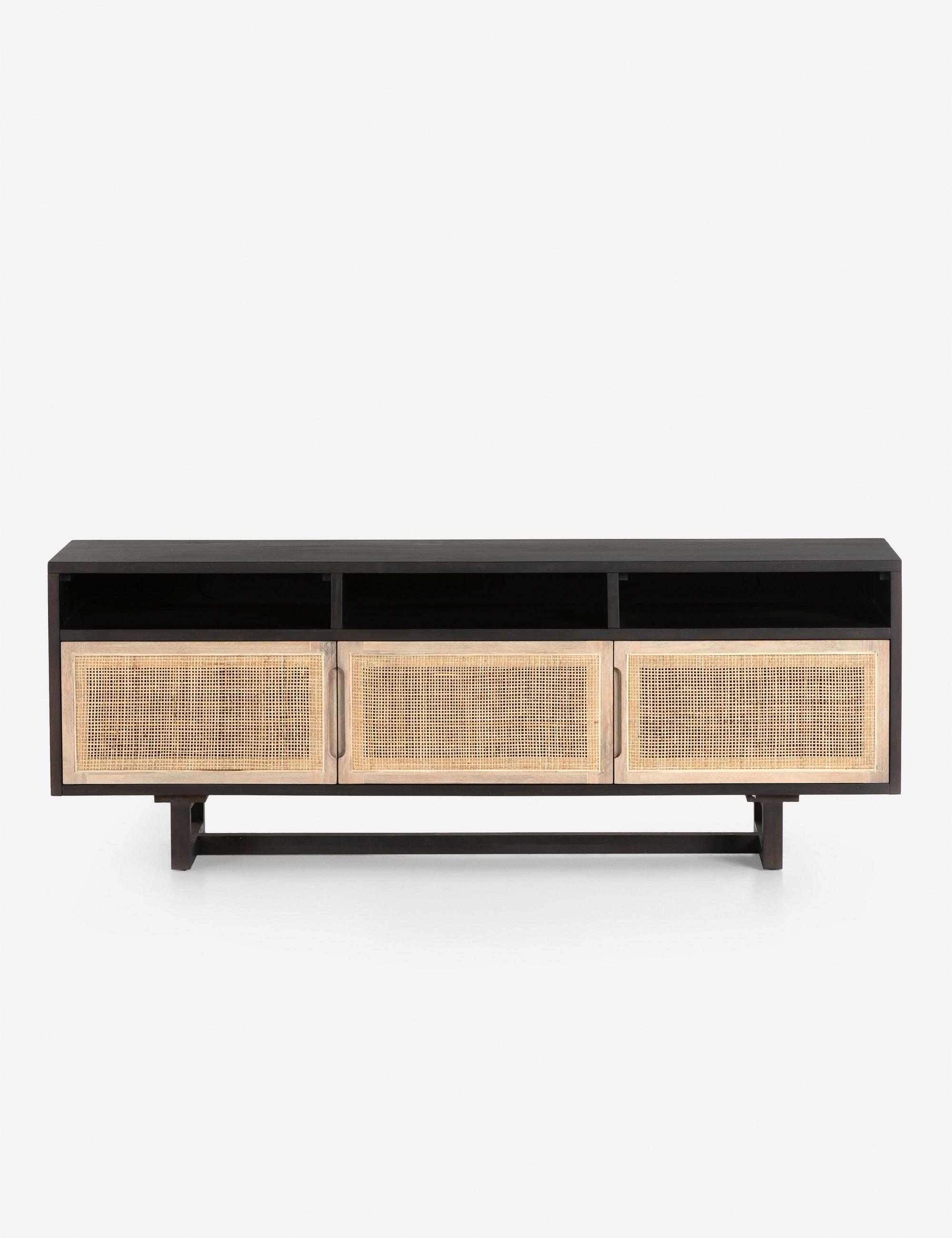 Clarita 65'' Black-Washed Mango and Cane Media Console