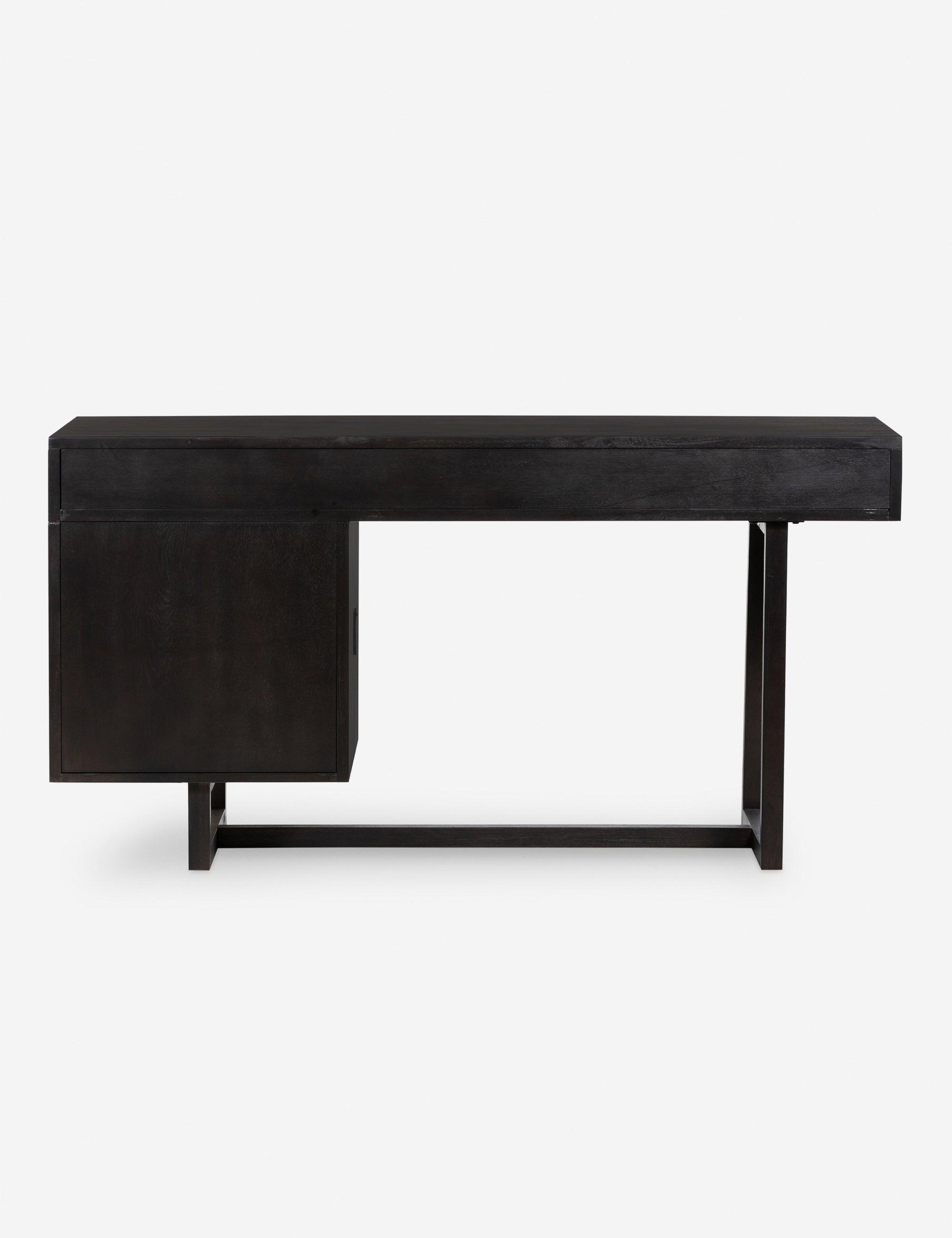 Clarita Mid-Century Modern Black Mango Home Office Desk with Drawers