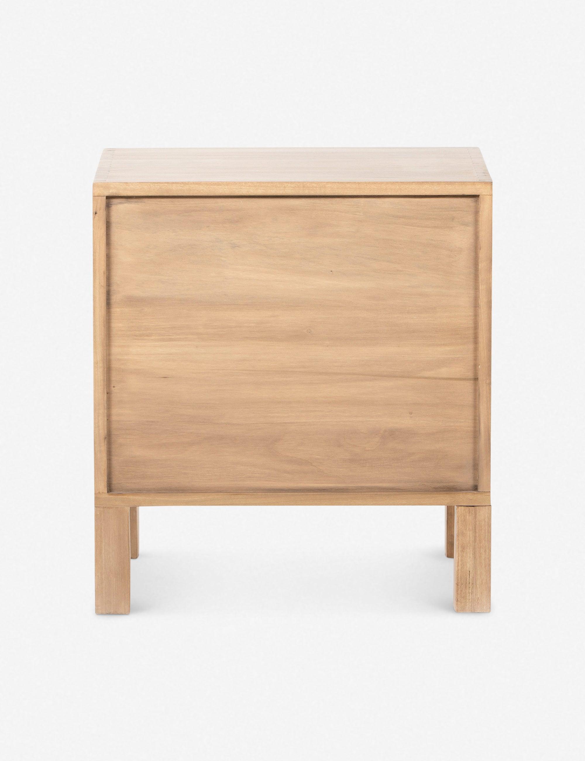 Isador Cubed Nightstand in Dry Wash Poplar with Iron and Leather Accents