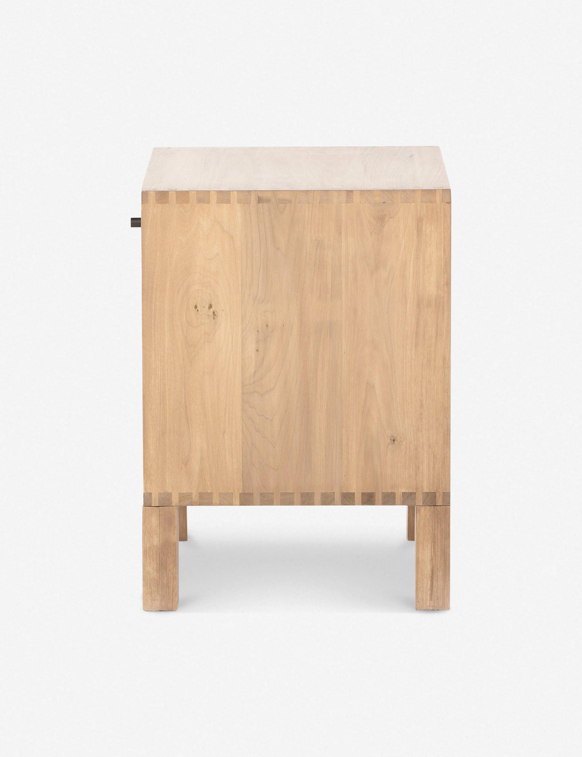 Isador Cubed Nightstand in Dry Wash Poplar with Iron and Leather Accents