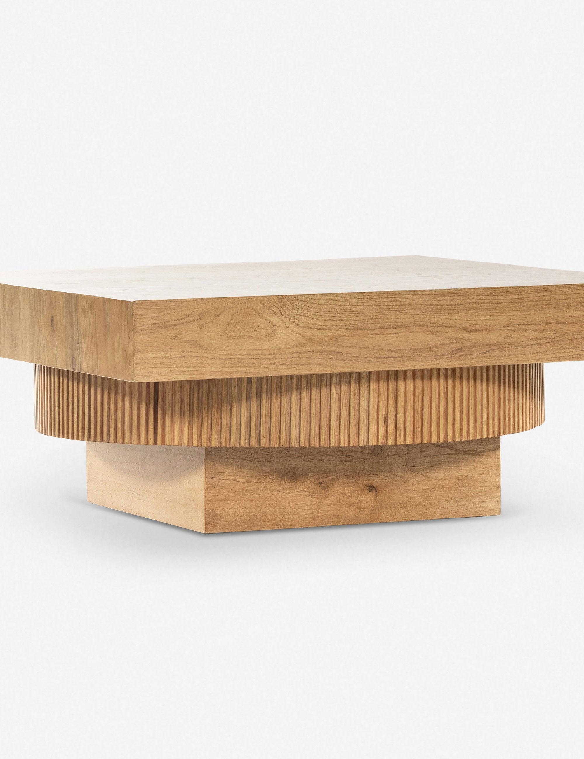 Reed Detail Graduated Honey Oak Square Coffee Table