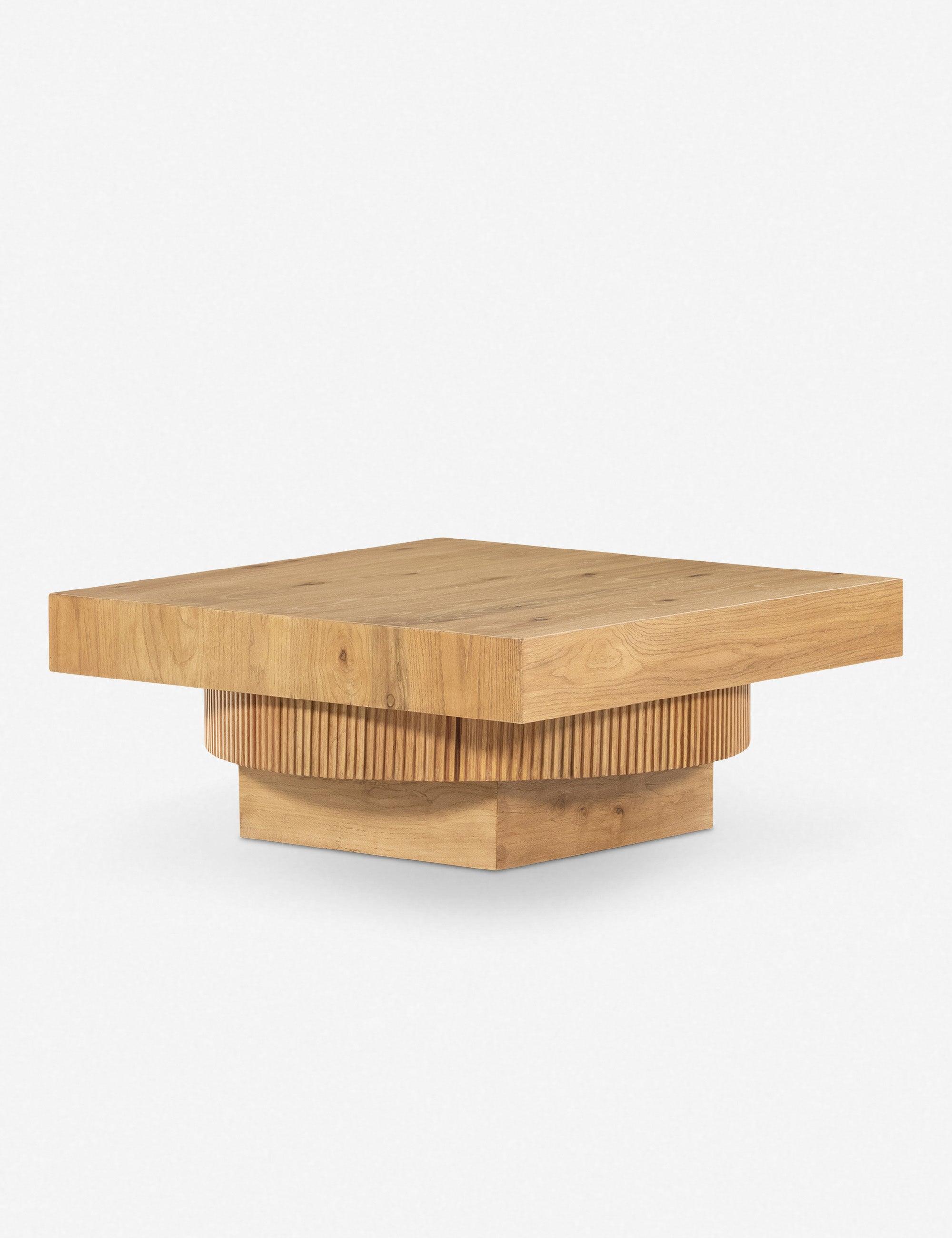 Reed Detail Graduated Honey Oak Square Coffee Table