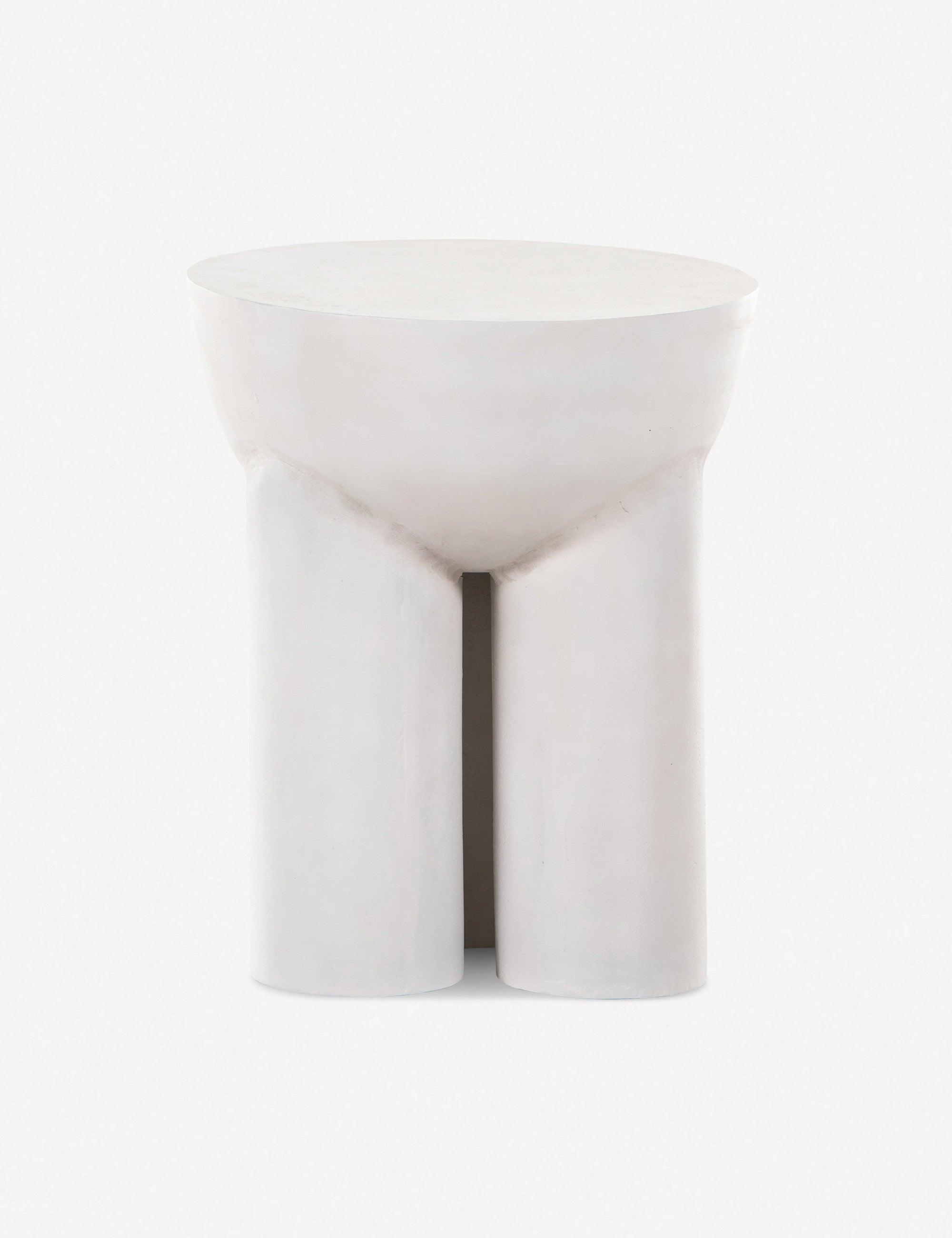 Contemporary Matte White Round Metal Side Table