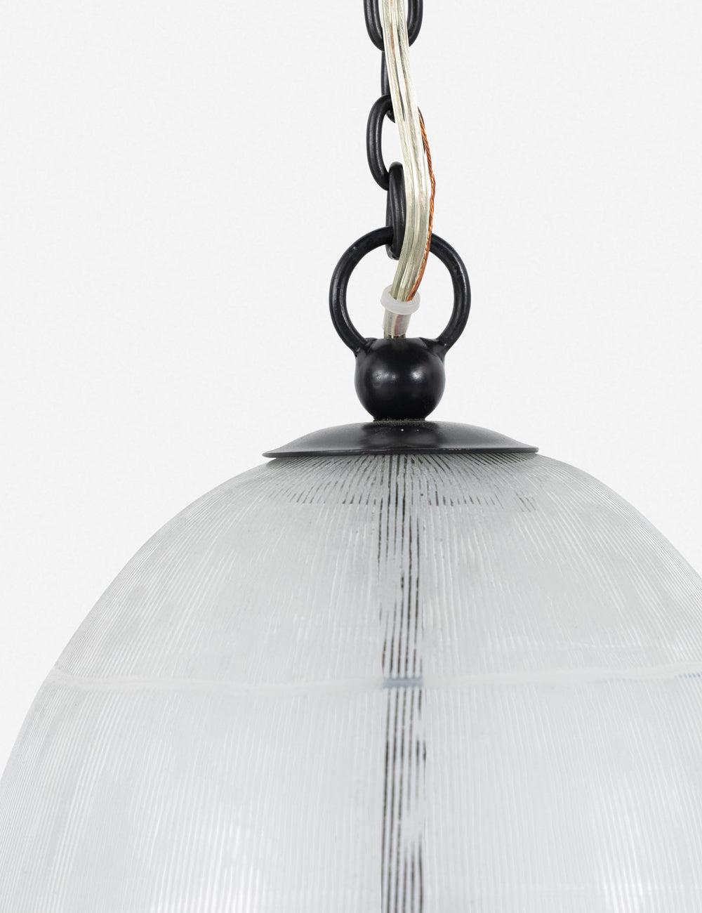 Ephram 12" Hand-Etched Glass Pendant Light in Antiqued Iron