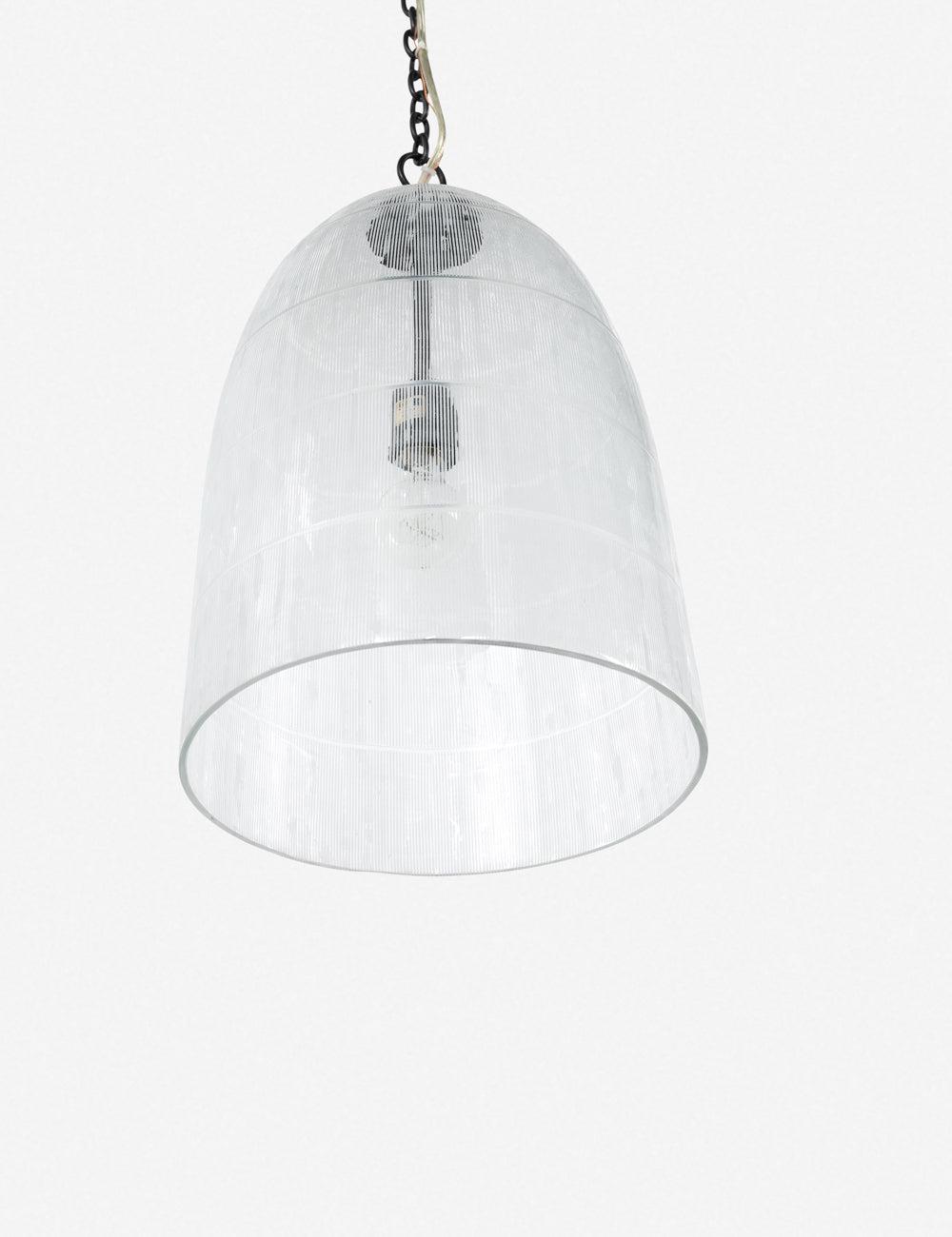 Ephram 12" Hand-Etched Glass Pendant Light in Antiqued Iron